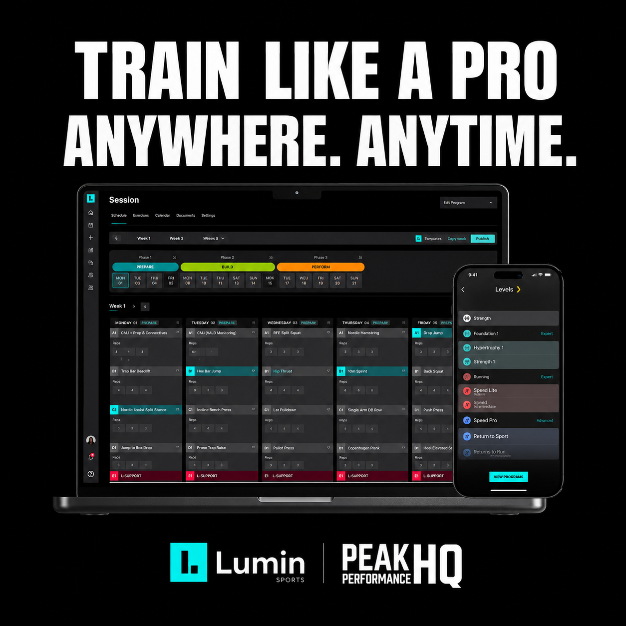 A woman and a man in a gym, smiling and having a conversation, with the text "Premium Online Training" overlaid.