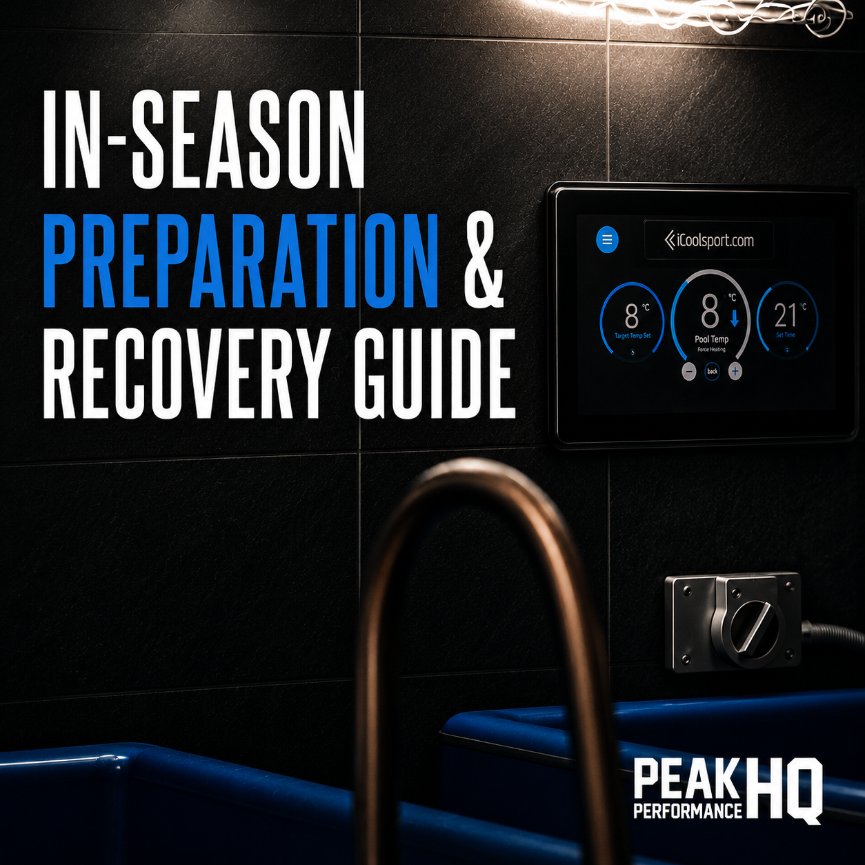 Text on a dark background that says, "In-Season Preparation & Recovery Guide"