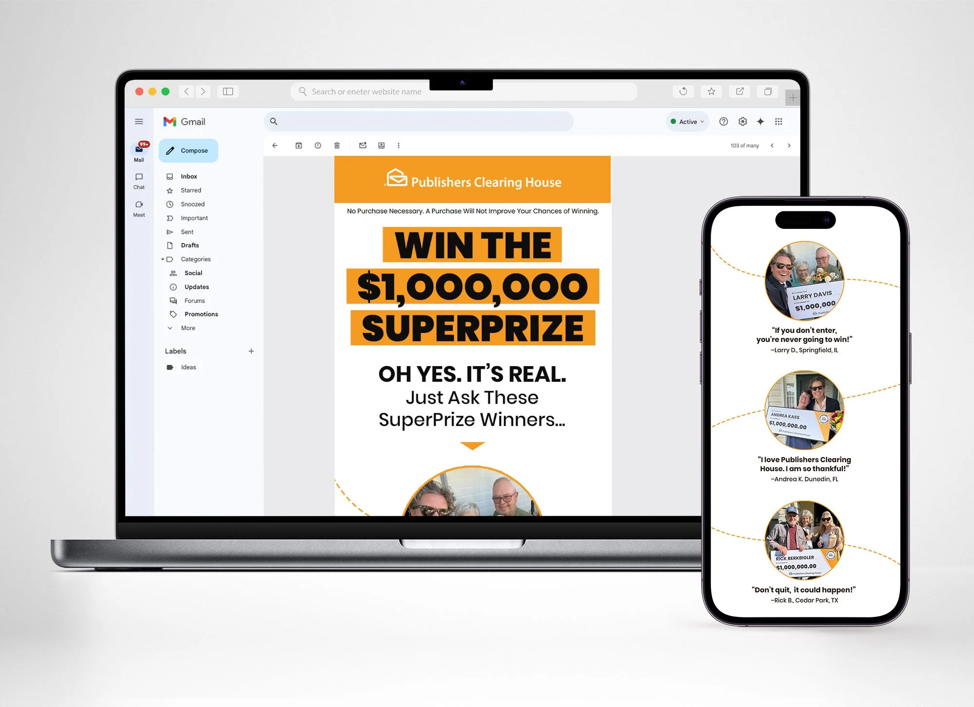 Credibility campaign with winner highlights. Long-scroll strategy intentional.
