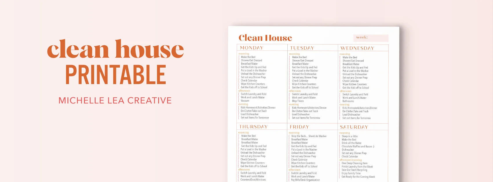 Clean House Printable: Free Download — Michelle Lea Creative