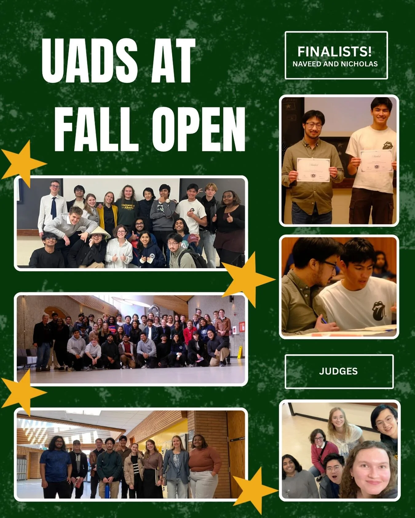 UADS @ Fall Open 2025 🌃🍂😁

Great job to all of the novice debaters and judges who participated!! Special shoutout to our breaking novice team! 🎉🎉🎉