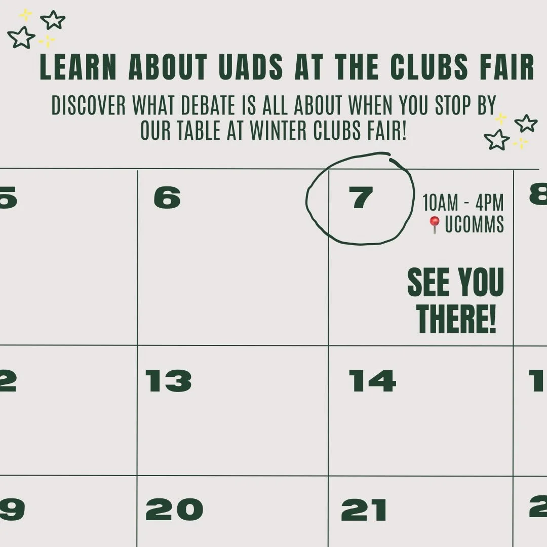 COME SEE US THIS UPCOMING WEDNESDAY!! We will be in University Commons from 10 am to 4pm. Please stop by and bring any questions you have! Hope you all had a restful winter break, and we are excited to see you guys again 🤝☃️🙈❄️ #uads