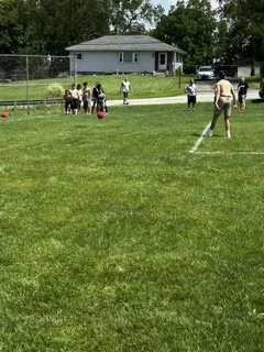 Kickball game, young against old. The Oldies won by 2, rematch next year!