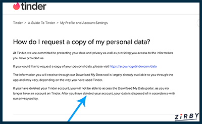 Tinder request data