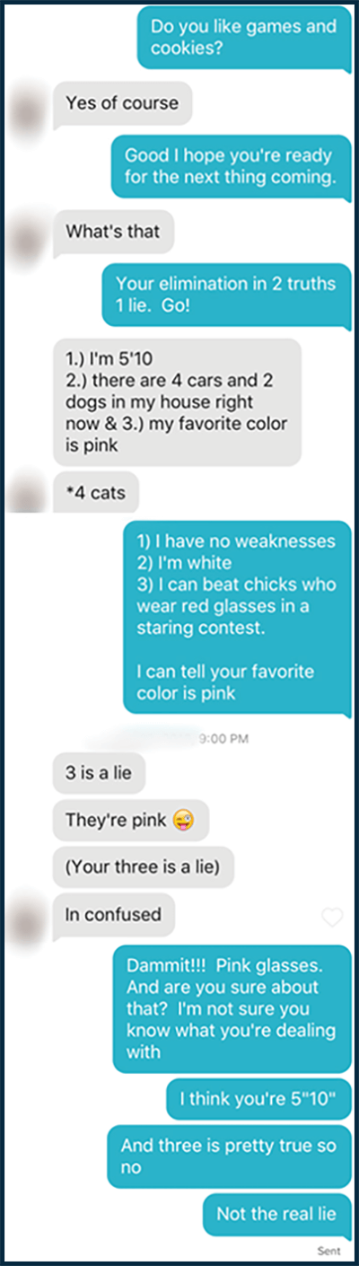 Using 2 Truths and 1 Lie on Tinder (+ Uncut Screenshots) — Zirby