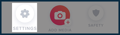 Screenshot of Tinder settings icon