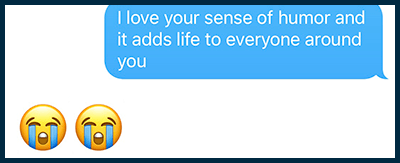 a sense of humor SMS line screenshot