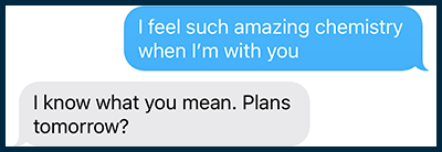 amazing chemistry SMS line screenshot