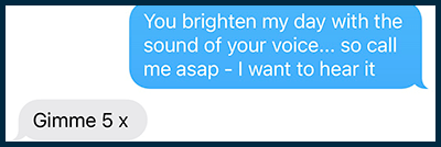 brighten my day SMS line screenshot