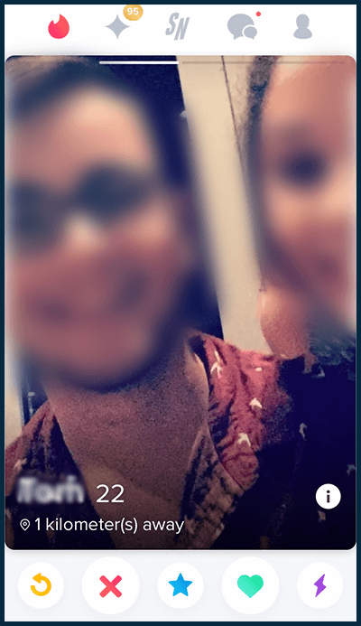 A low quality Tinder photo