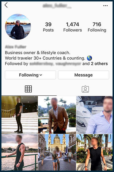 An attractive male Instagram example for Online Dating