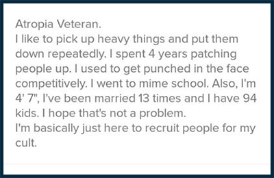 Funny risks in your Tinder bio