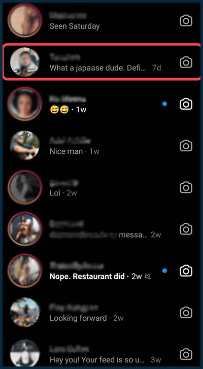 Example of the first 4 words in DMs
