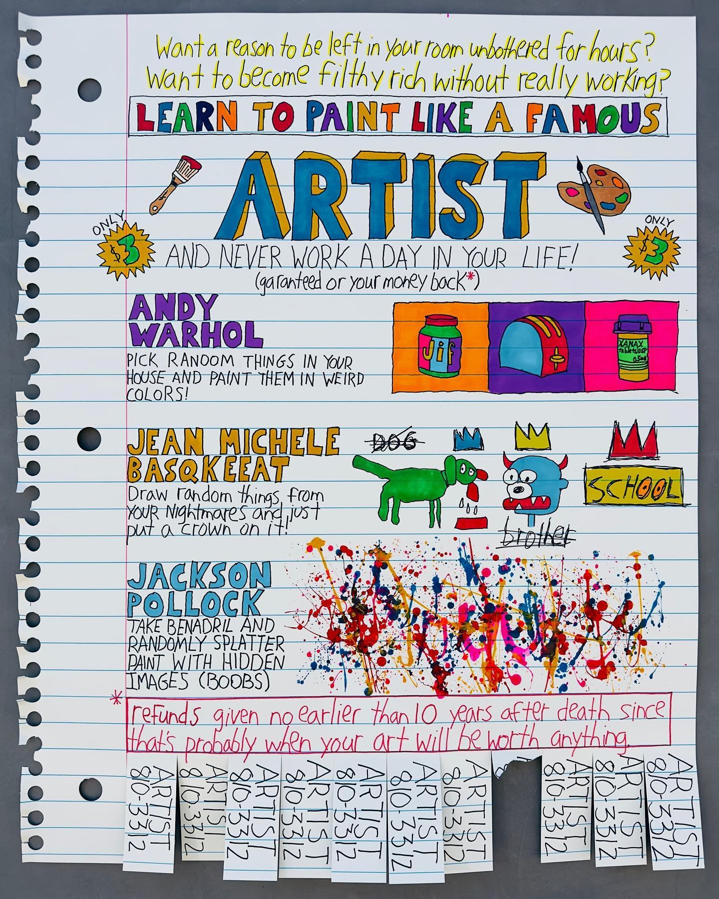 &ldquo;Famous Artist&rdquo;, 32 x 40&rdquo; Copic, Posca, acrylic paint on paper #middleschool #famousartist #artwork #popart #artist #drawing