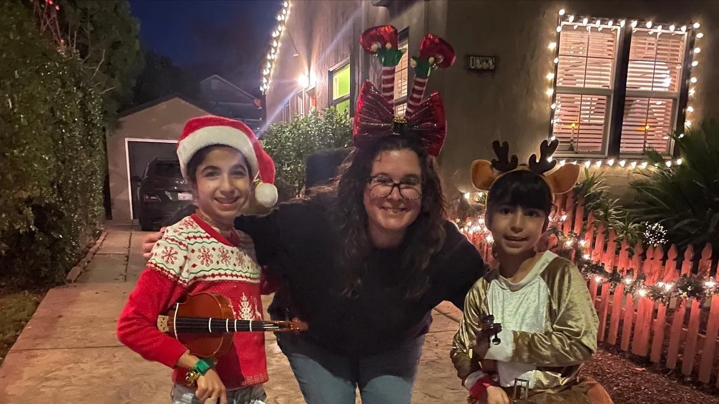 East Sacramento violin caroling Suzuki Violin School Volume 1 students