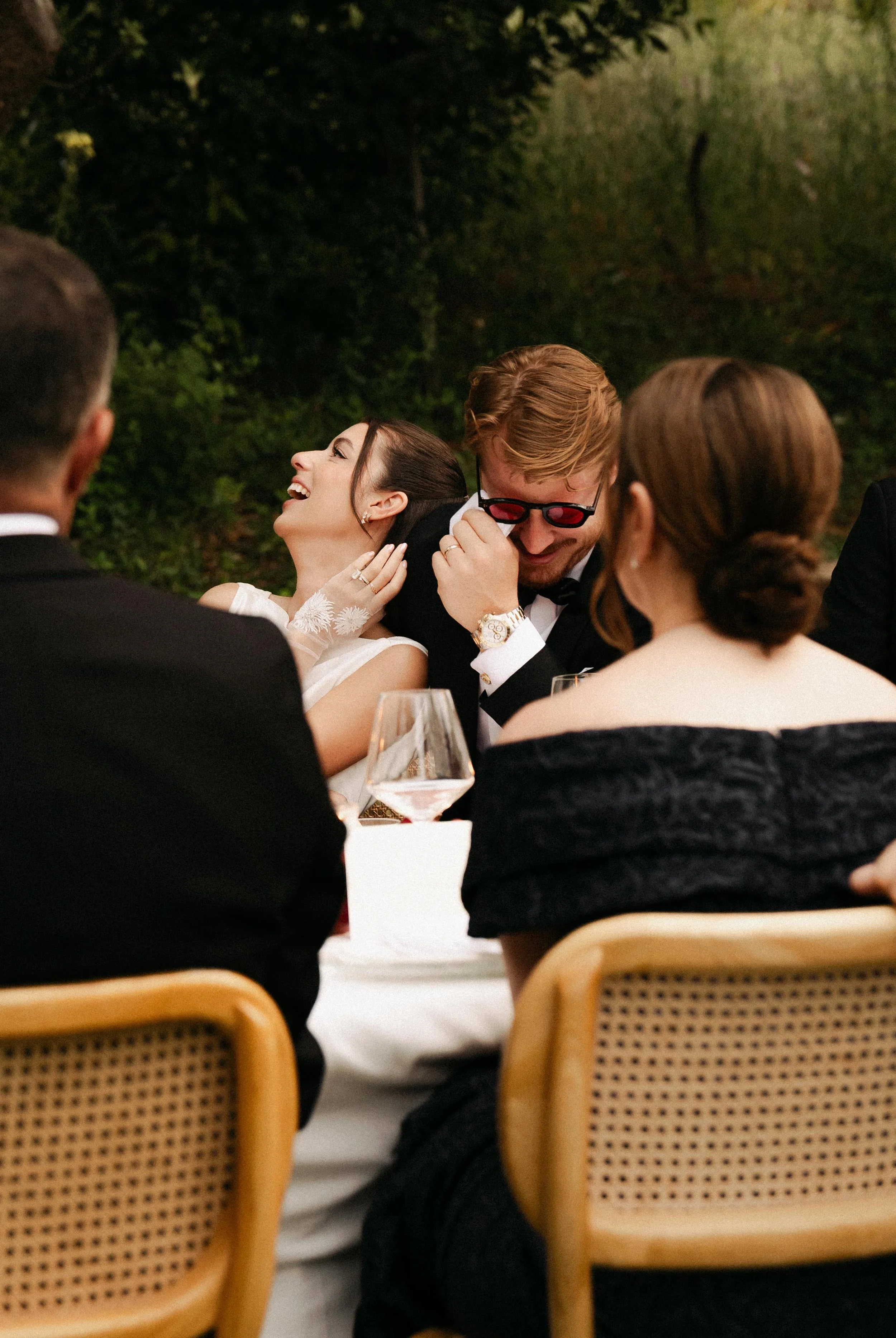 Documentary wedding photographer Málaga capturing genuine reactions of the bride and groom in Finca la Gloria