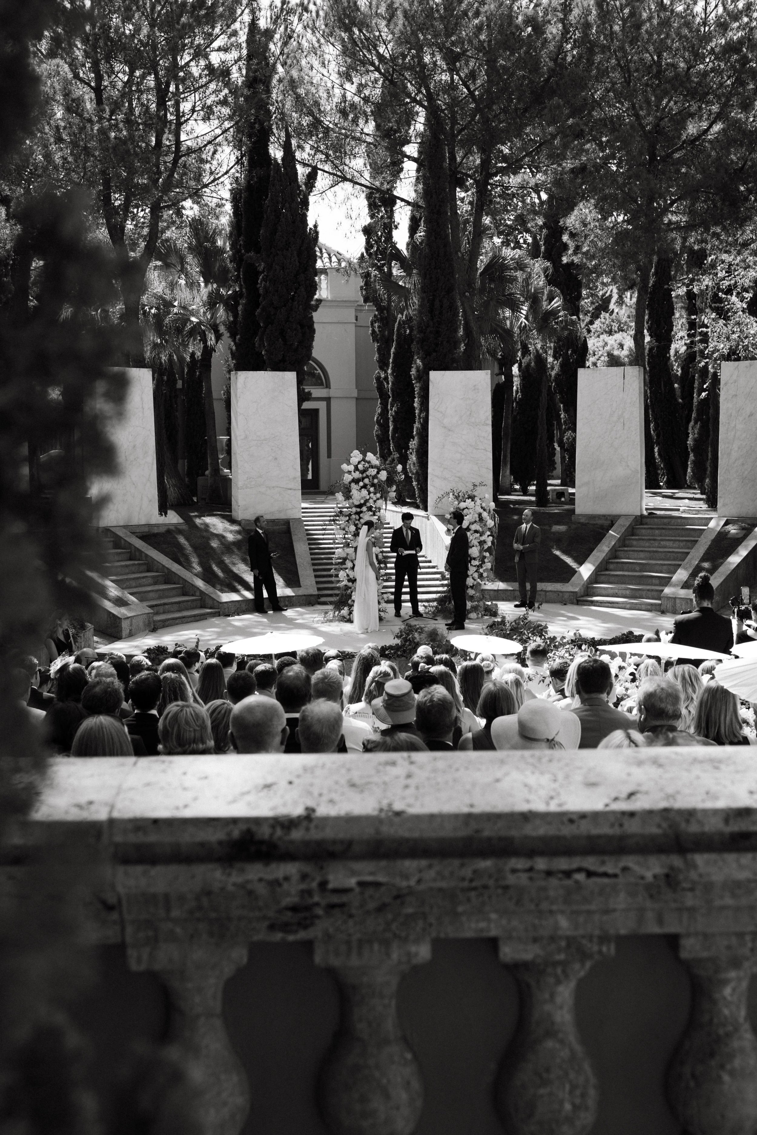 Outdoor ceremony amphitheatre Marbella Spain wedding