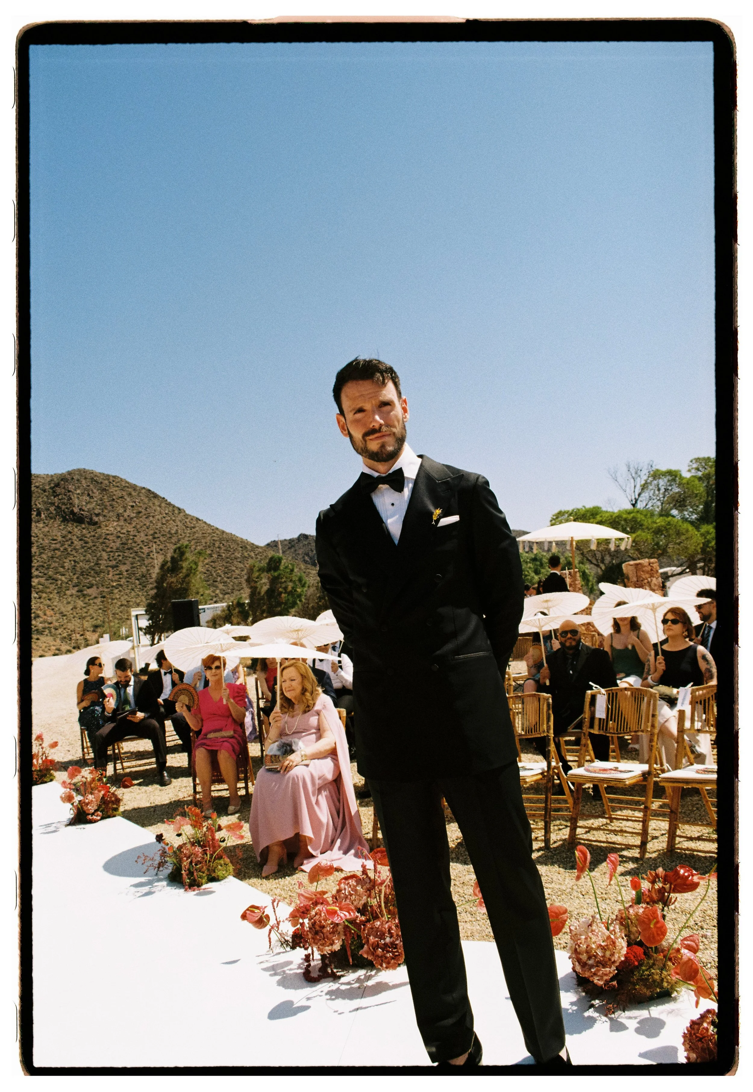 Editorial wedding ceremony overlooking the Mediterranean