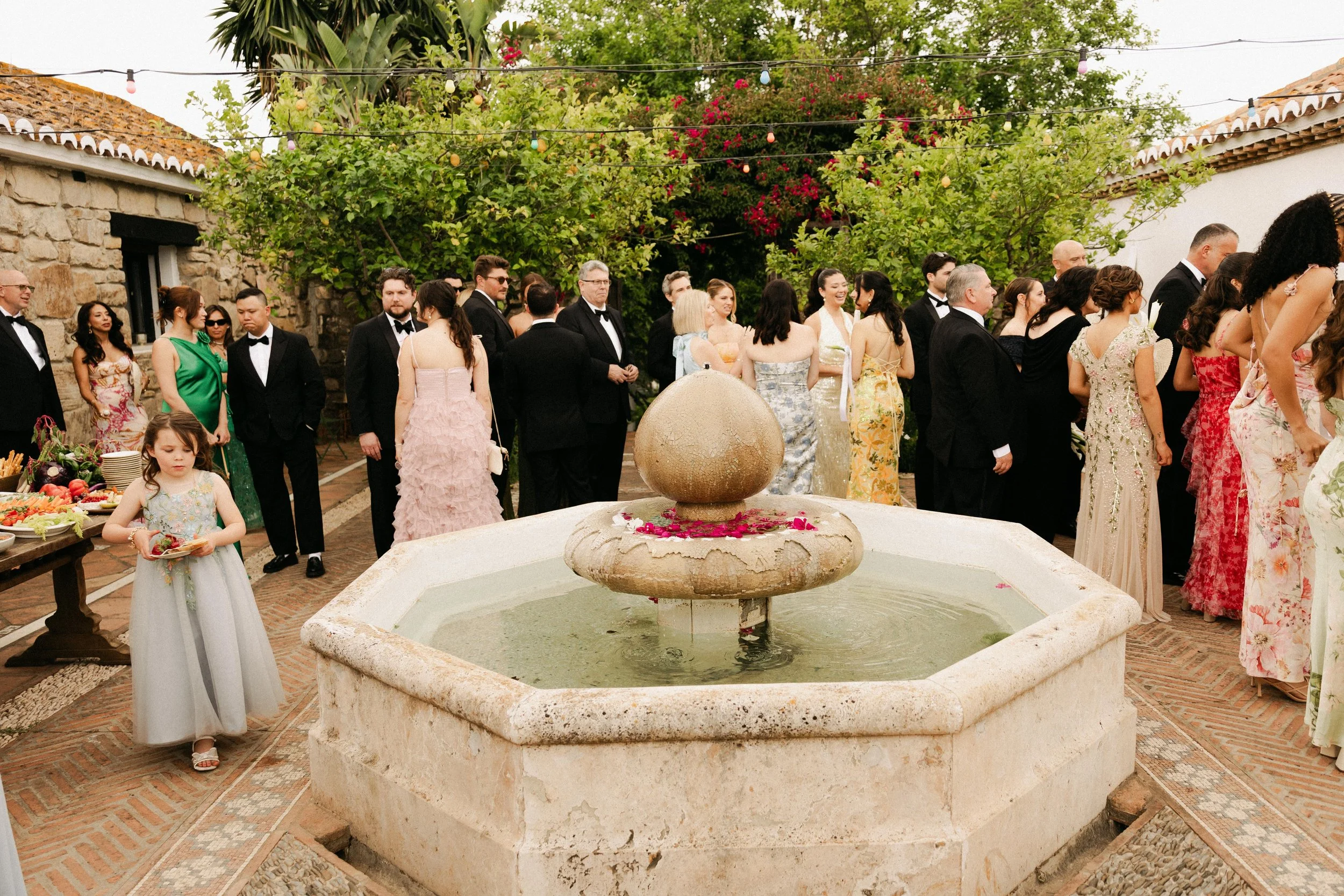 Guests celebrating during cocktail hour in Andalusia