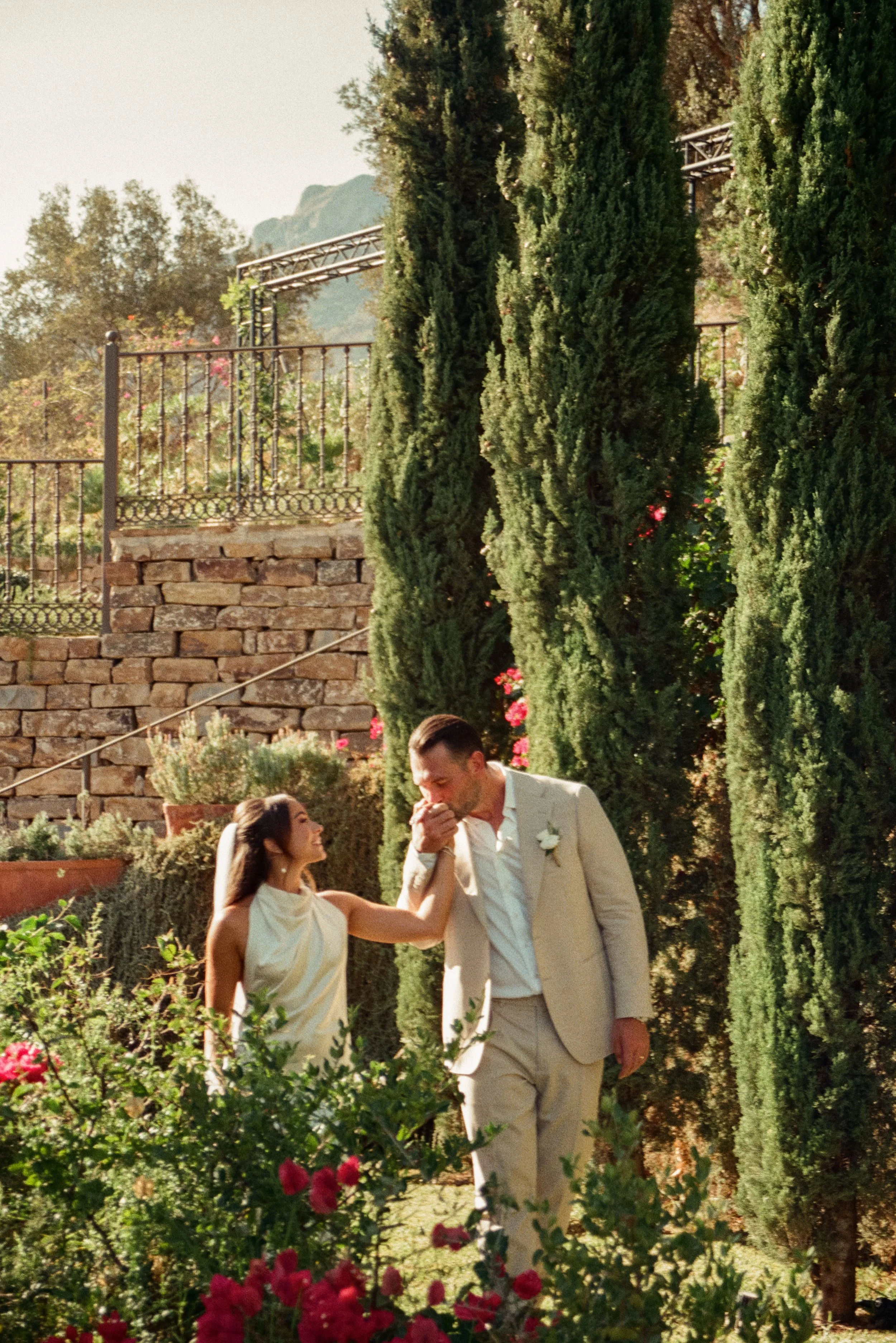 Couple celebrating their wedding in Marbella captured on film in Casa de la Era