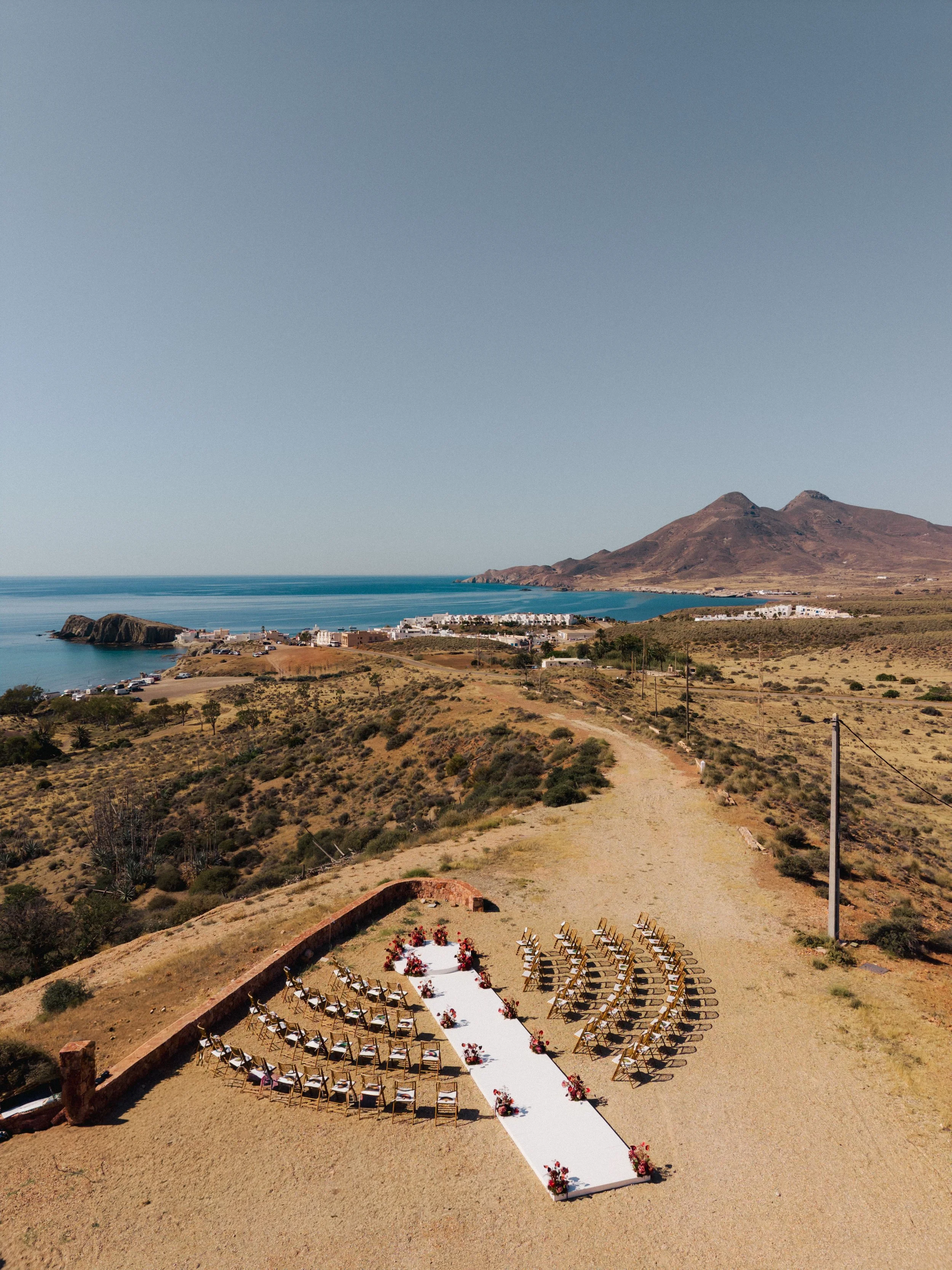 Editorial wedding ceremony overlooking the Mediterranean