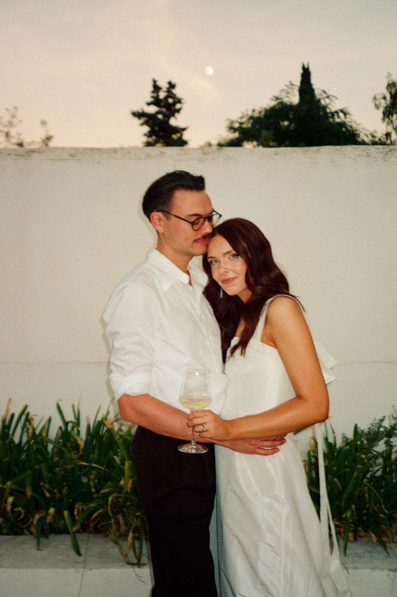 Emotional wedding portrait on film in Tuscany