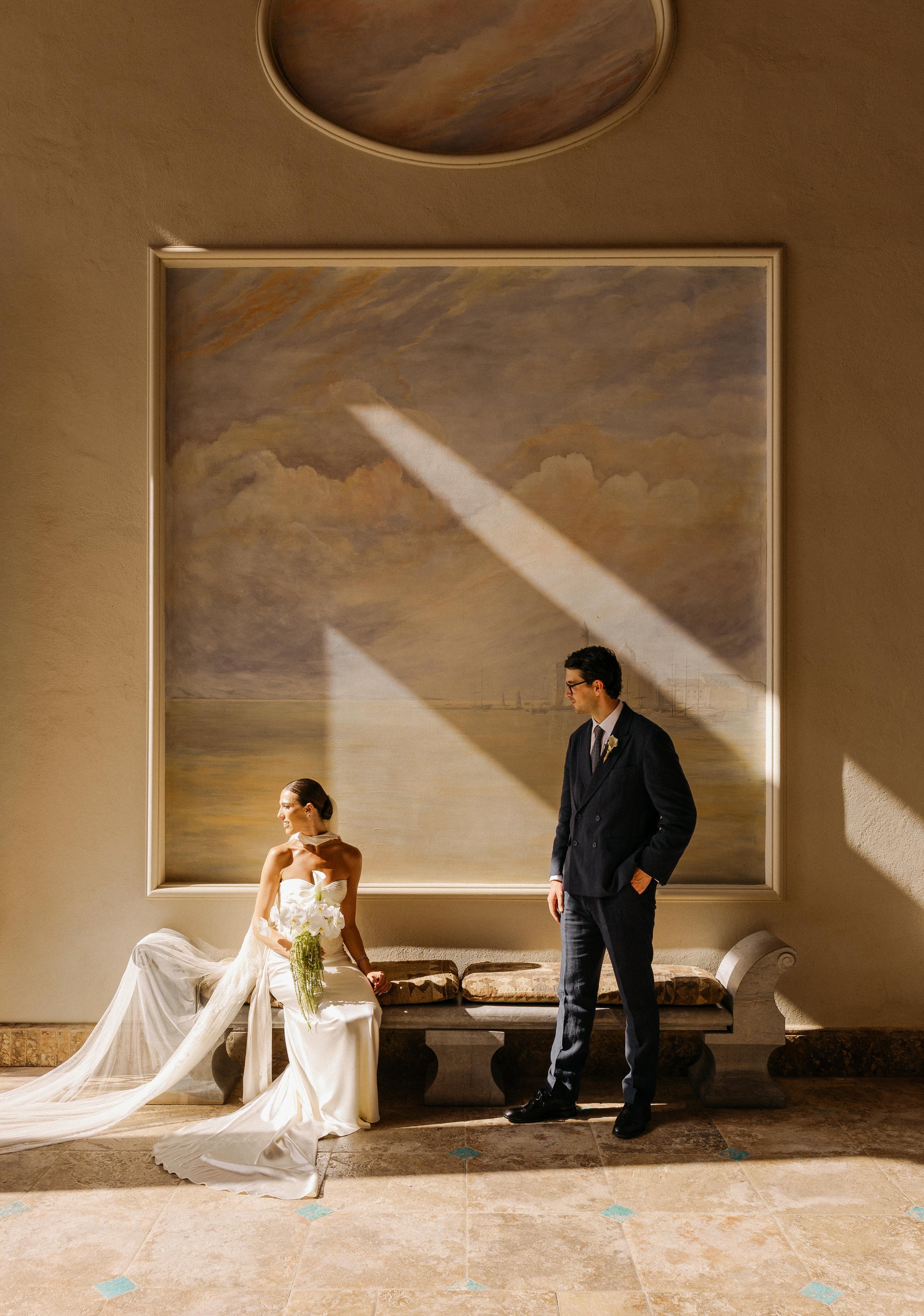 Editorial couple portraits Marbella villa Spain wedding