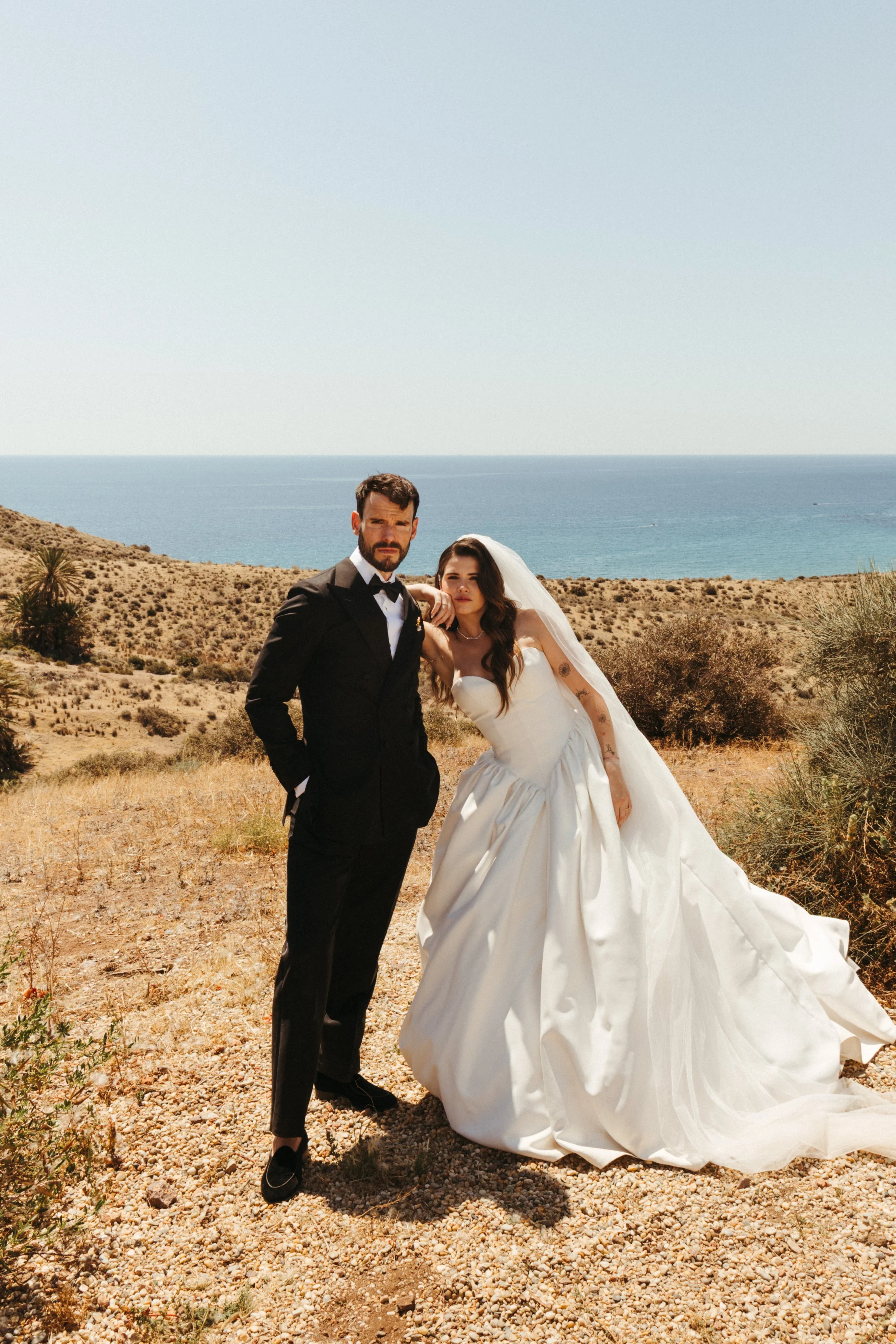 Editorial couple portraits at a destination wedding in Spain