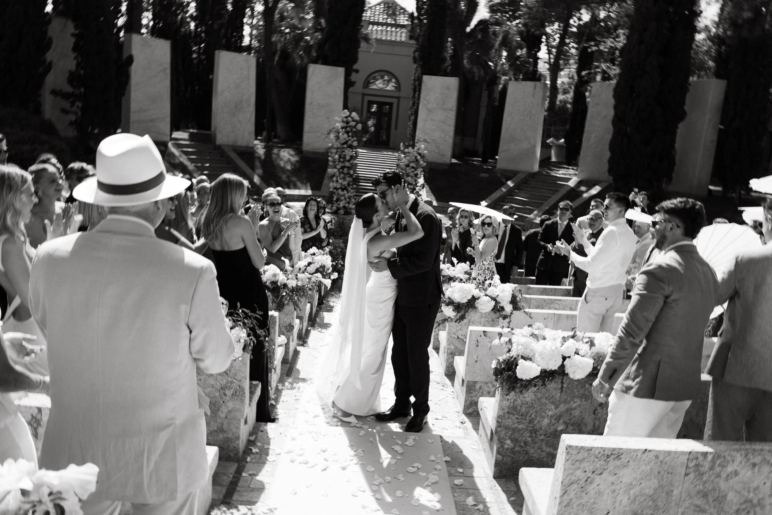 Bride and groom ceremony exit Marbella Spain