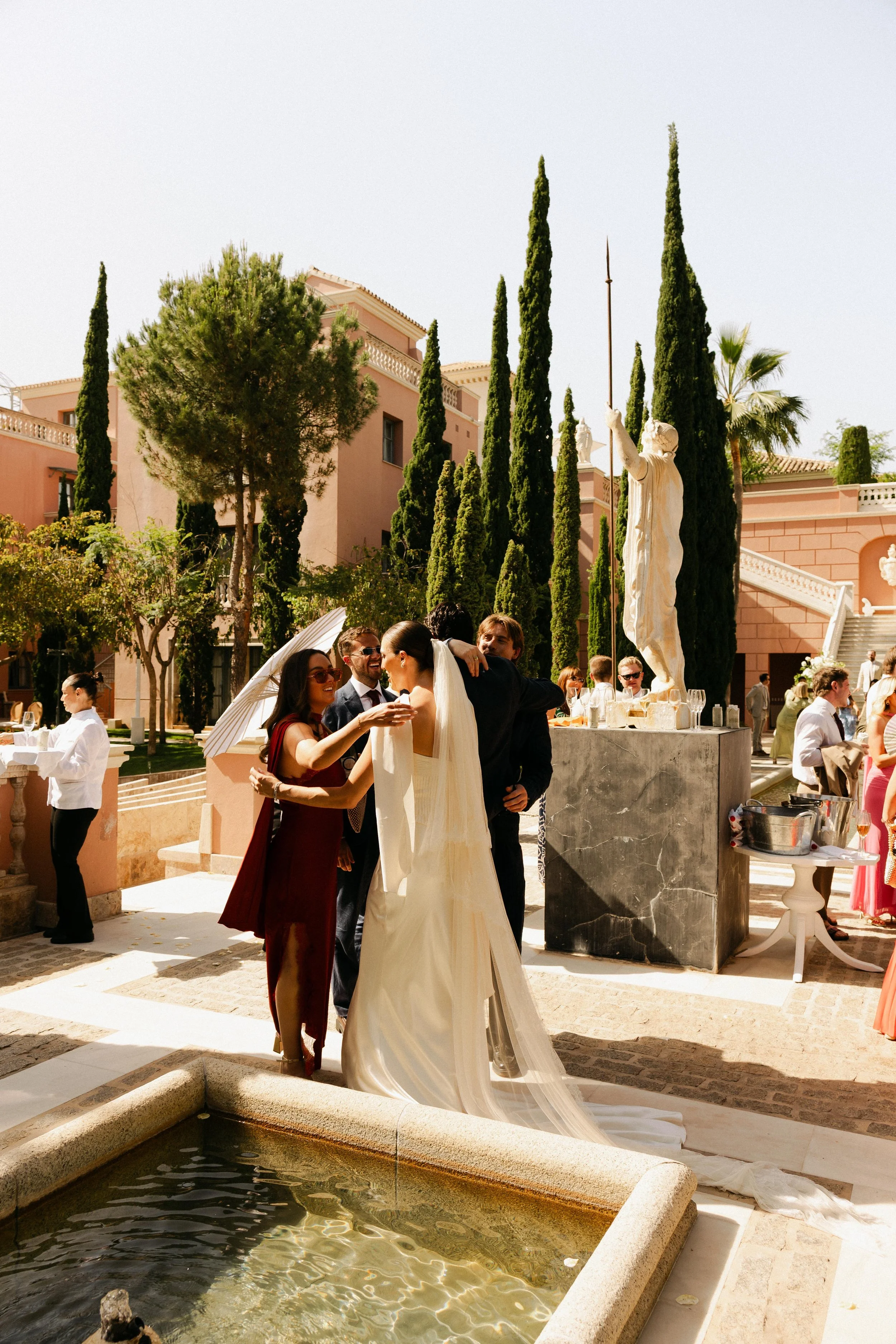 Luxury wedding cocktail hour Spain Marbella atmosphere