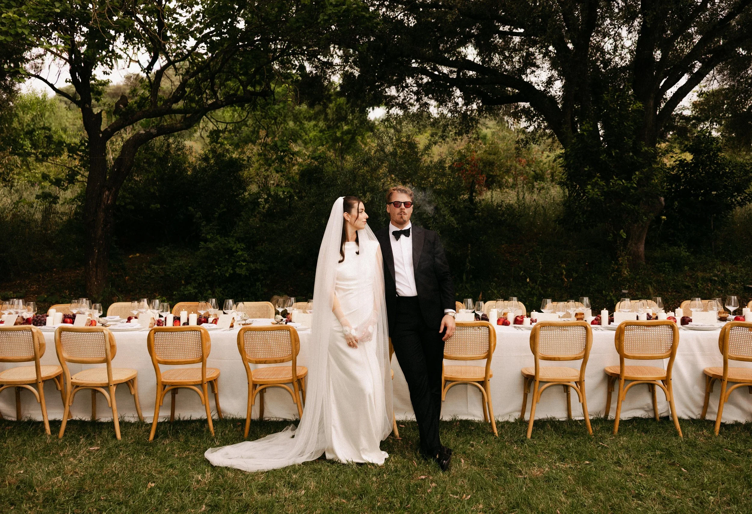 Luxury wedding photographer Spain creating elegant evening portraits