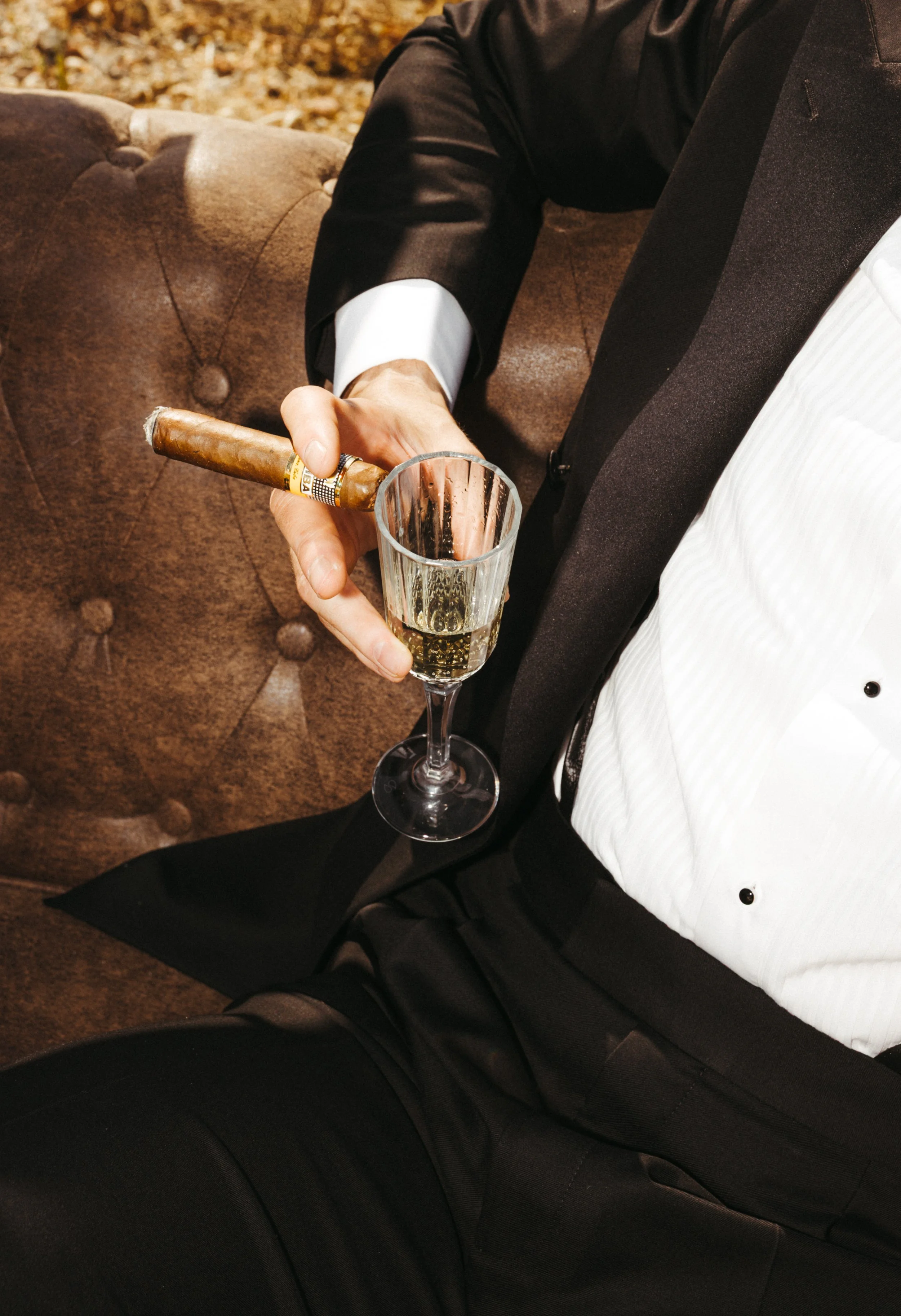 Vogue-inspired groom portrait in the Spanish landscape