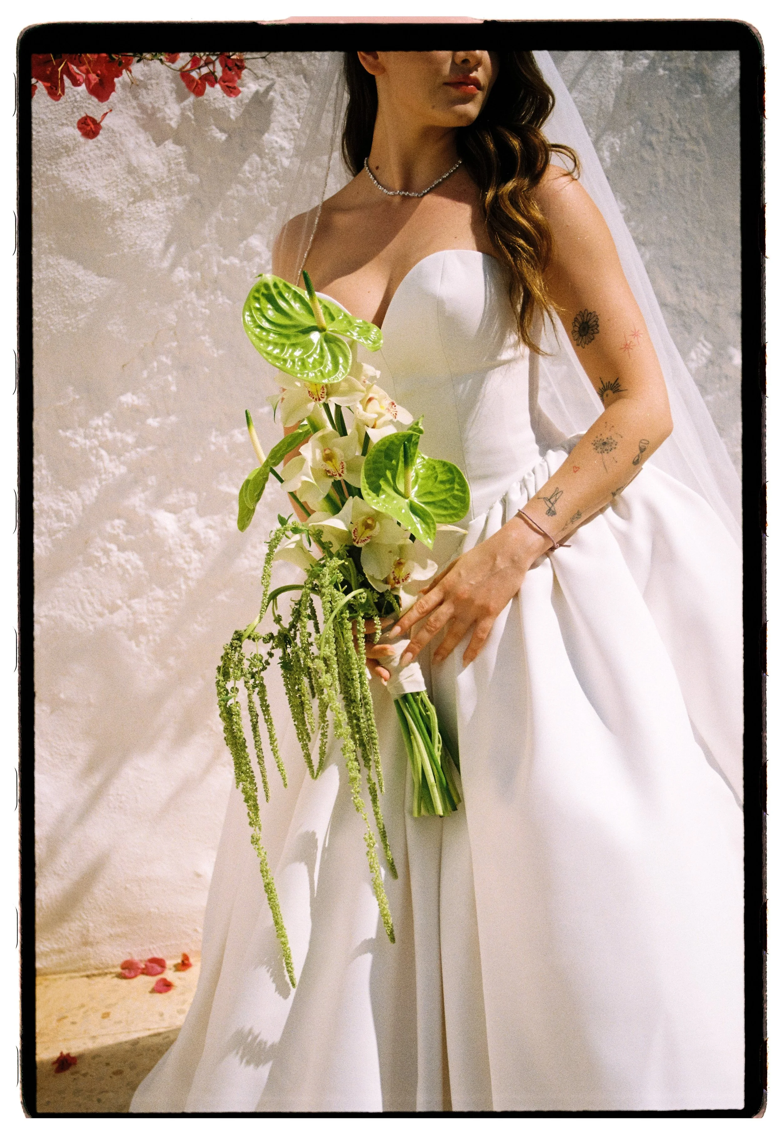 35mm film portrait of a bride before her wedding