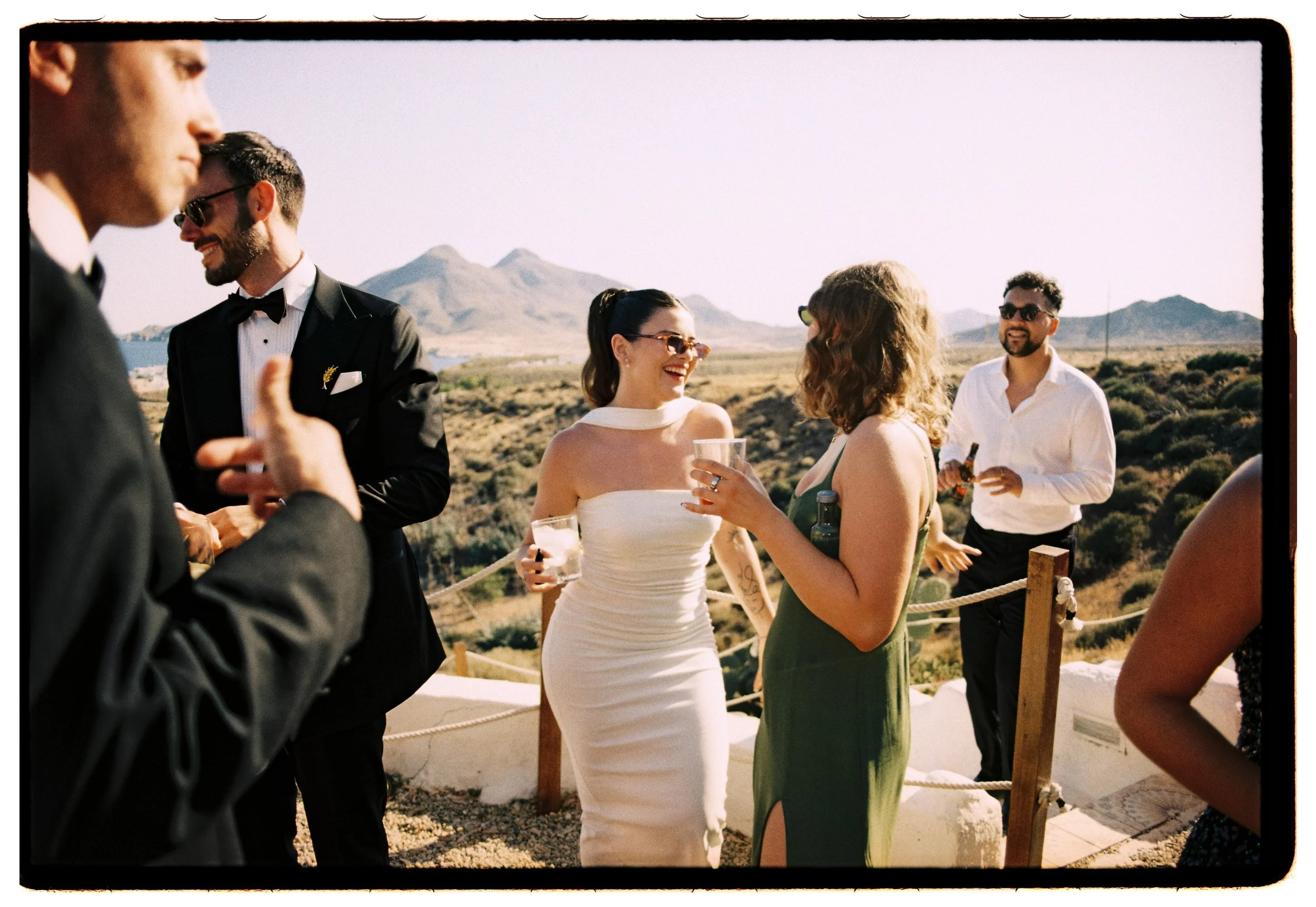 Outdoor wedding party overlooking the Mediterranean in Spain