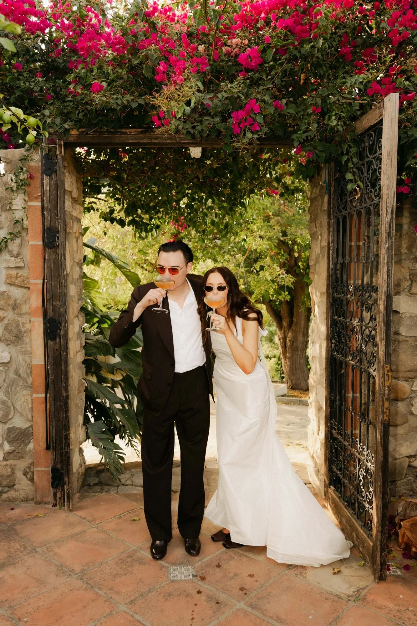 Editorial destination wedding cocktail hour blending fashion influence and documentary moments