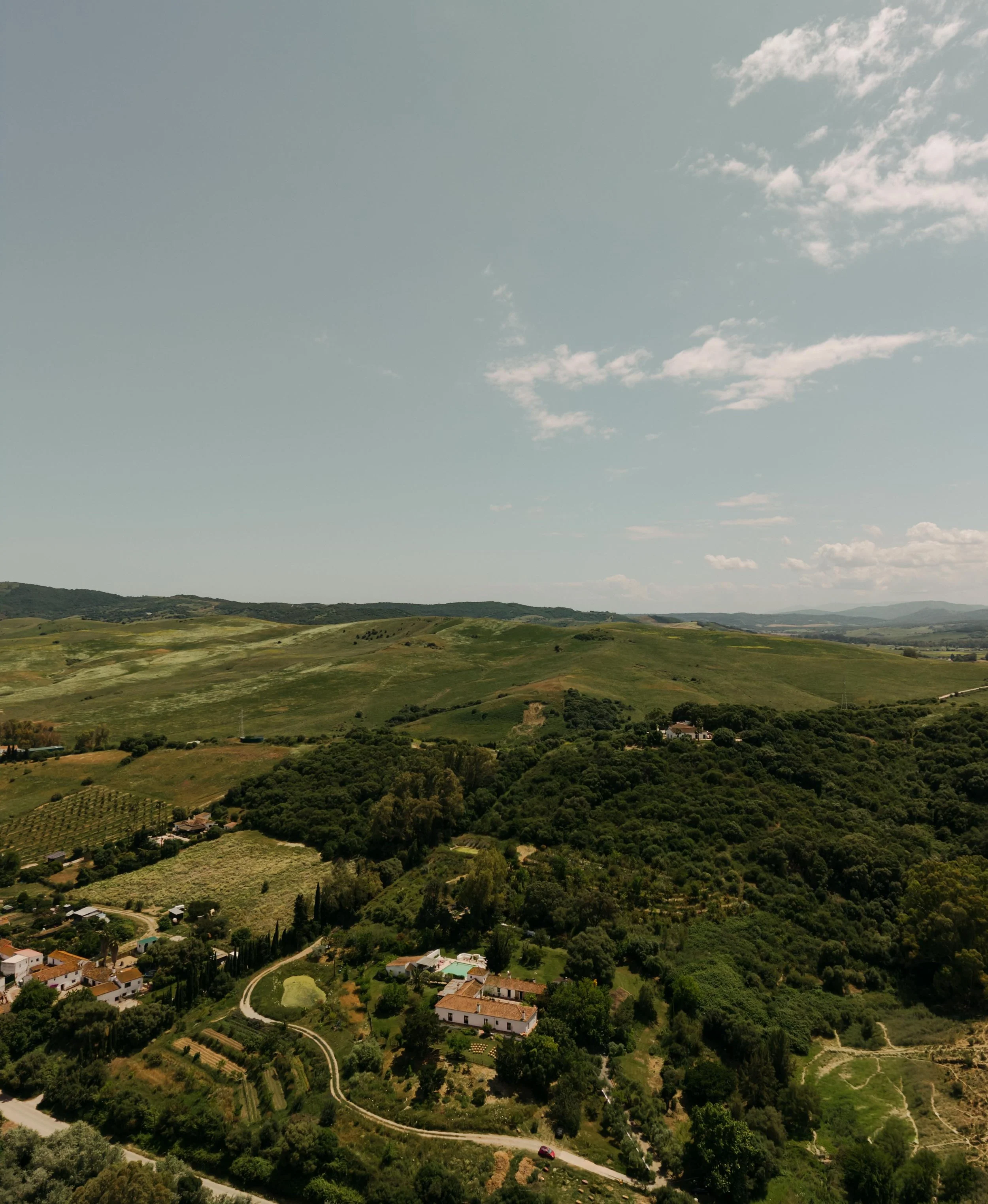 Outdoor wedding ceremony overlooking the Andalusian hills with drone