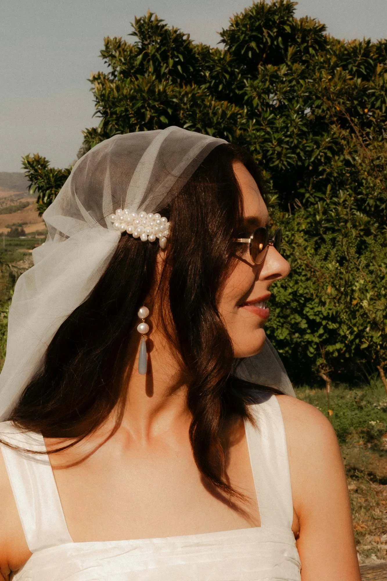 Modern couple portraits during a destination wedding in Spain with editorial styling