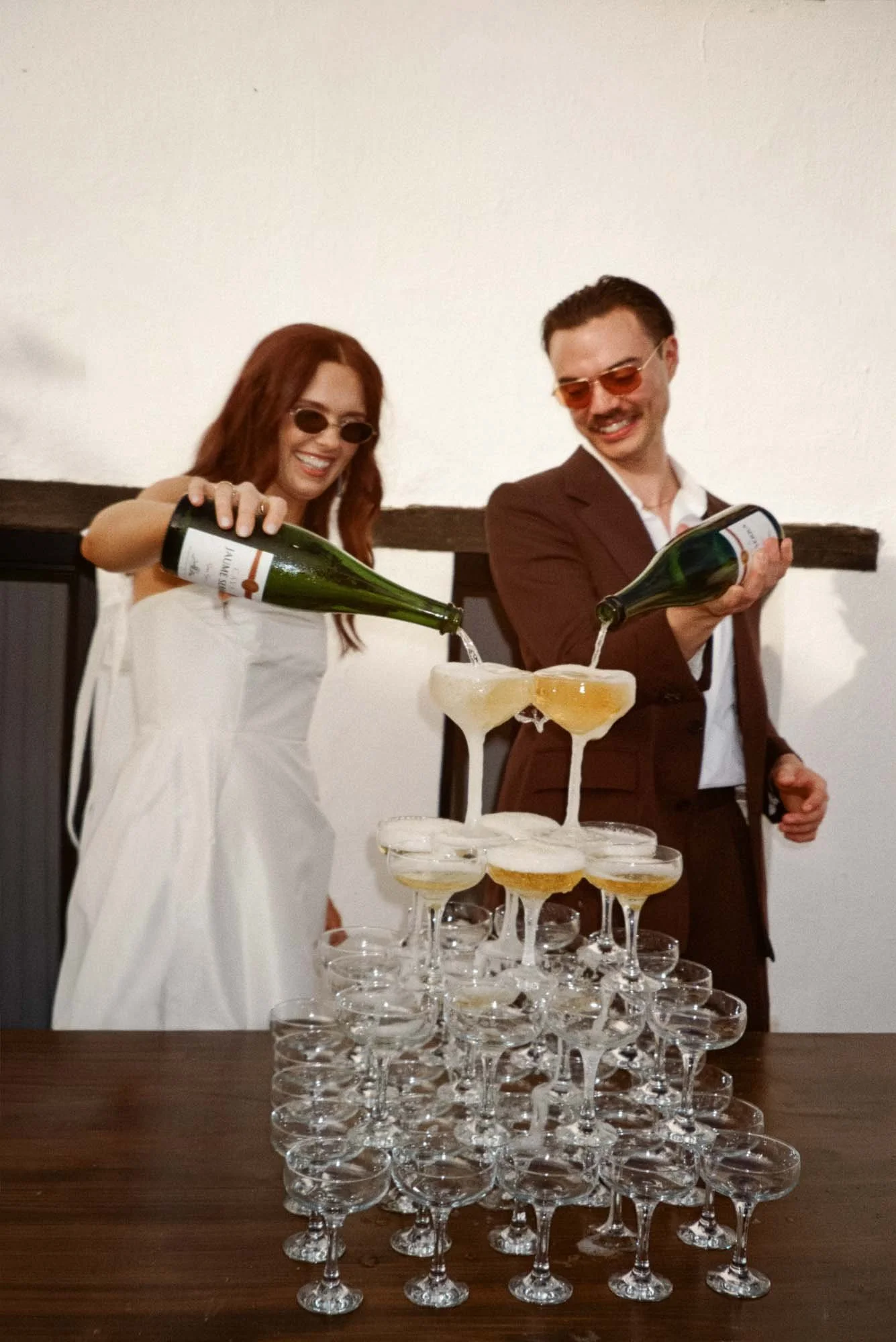 Cocktail hour photographed with film wedding photography for a timeless editorial feel