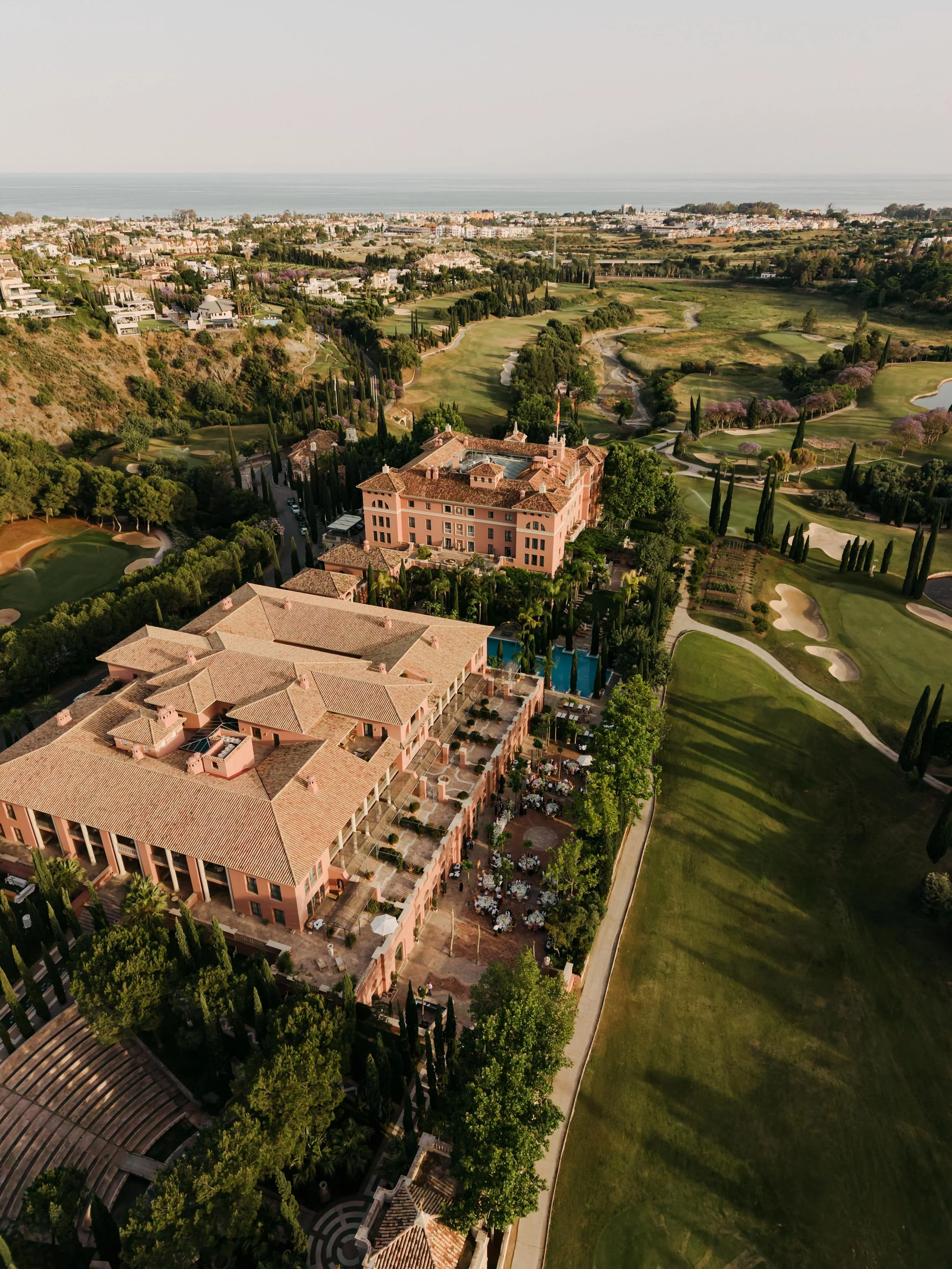 Reception atmosphere Marbella destination wedding Spain shot by Spain drone photographer