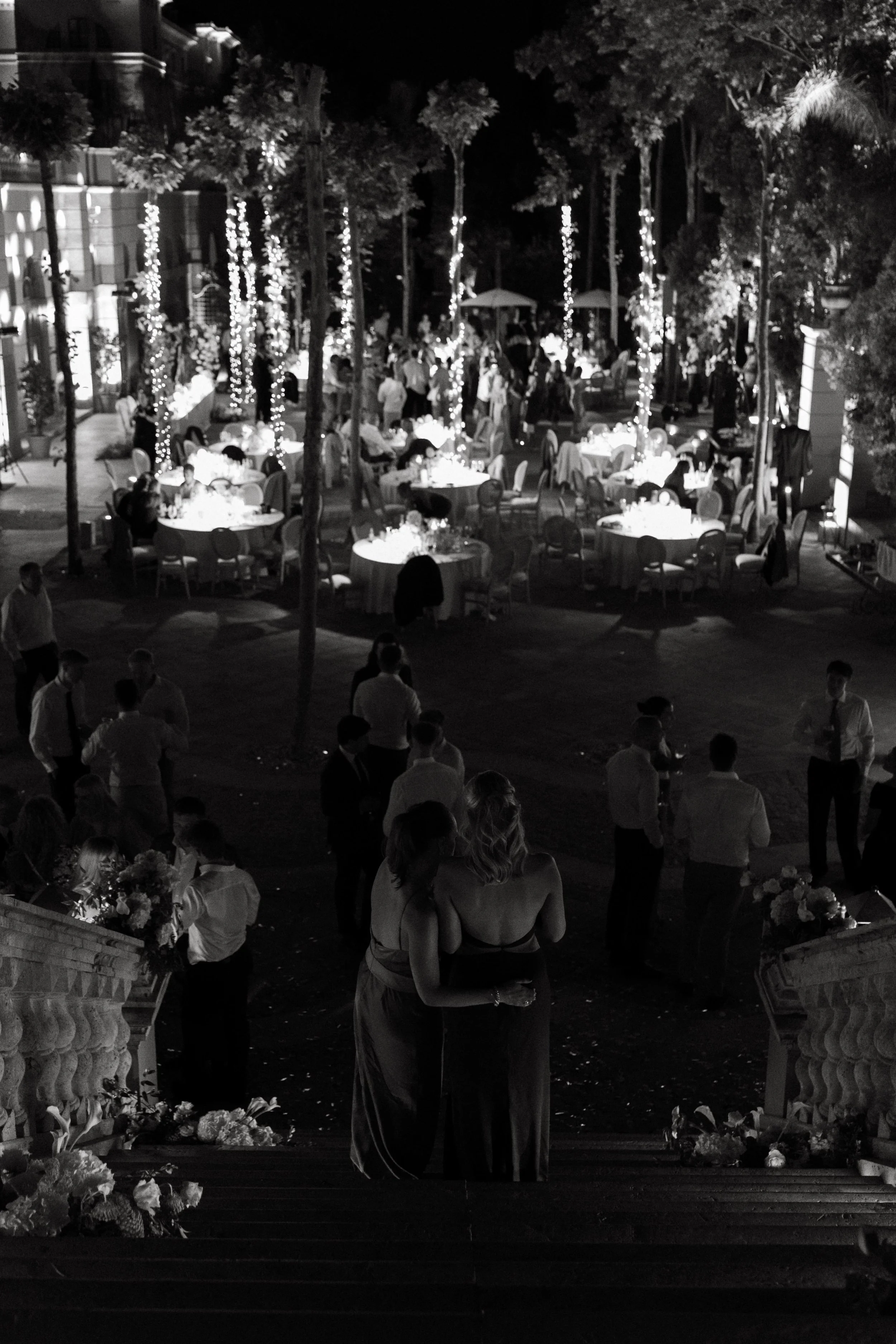 Crowd dancing Marbella destination wedding Spain