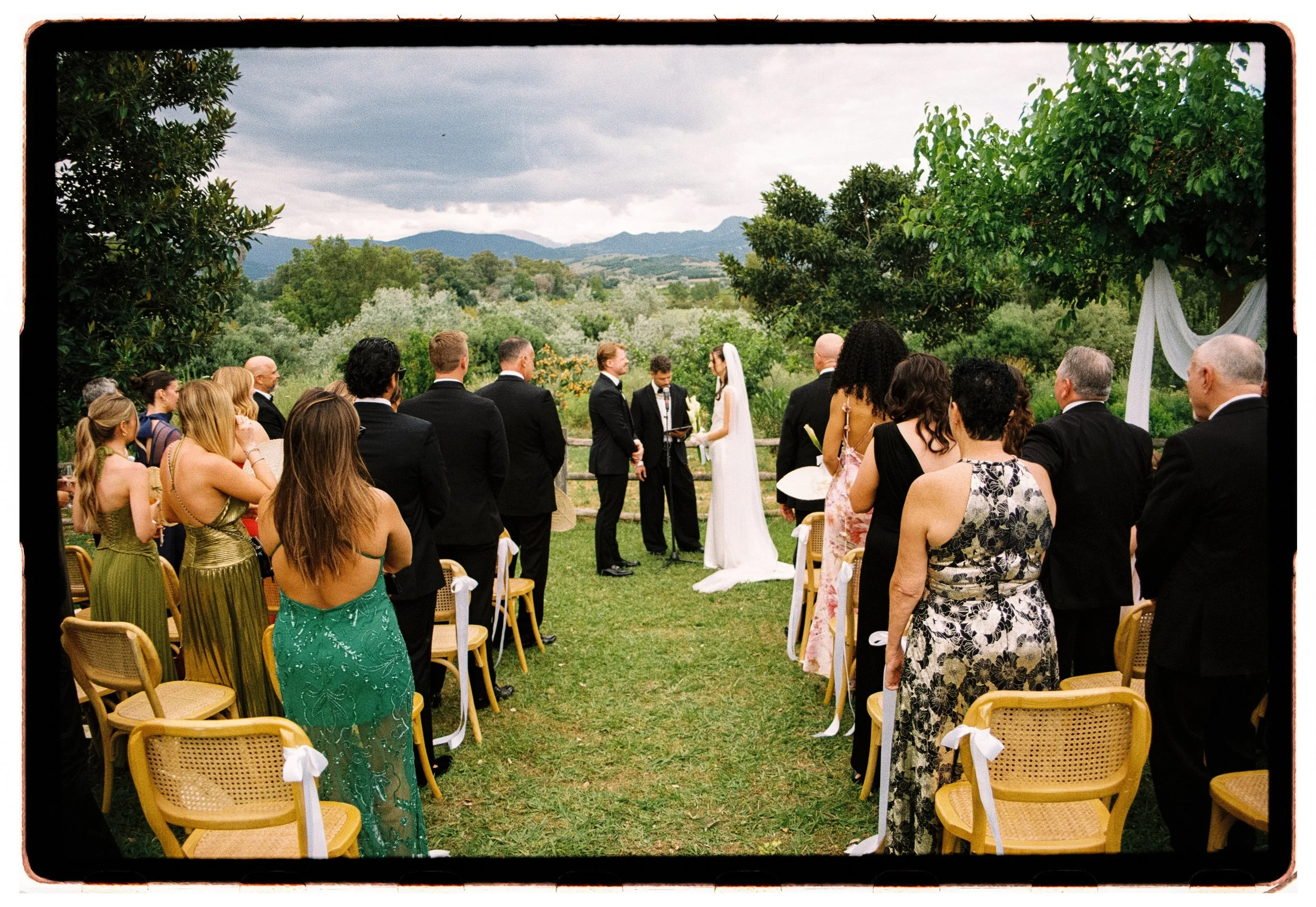 Elegant ceremony captured in film wedding photography near Sotogrande