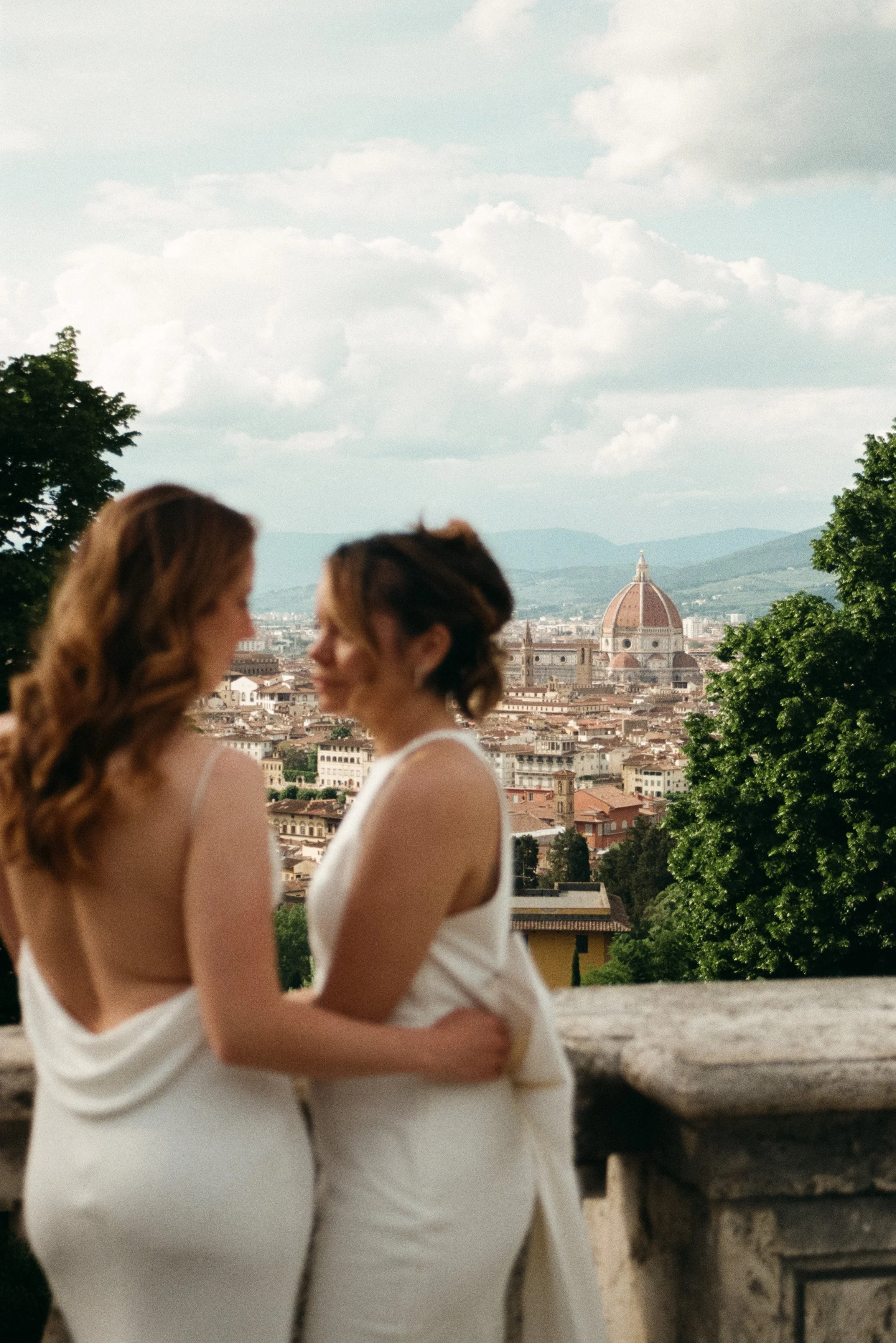 Editorial wedding portrait captured on film in Tuscany