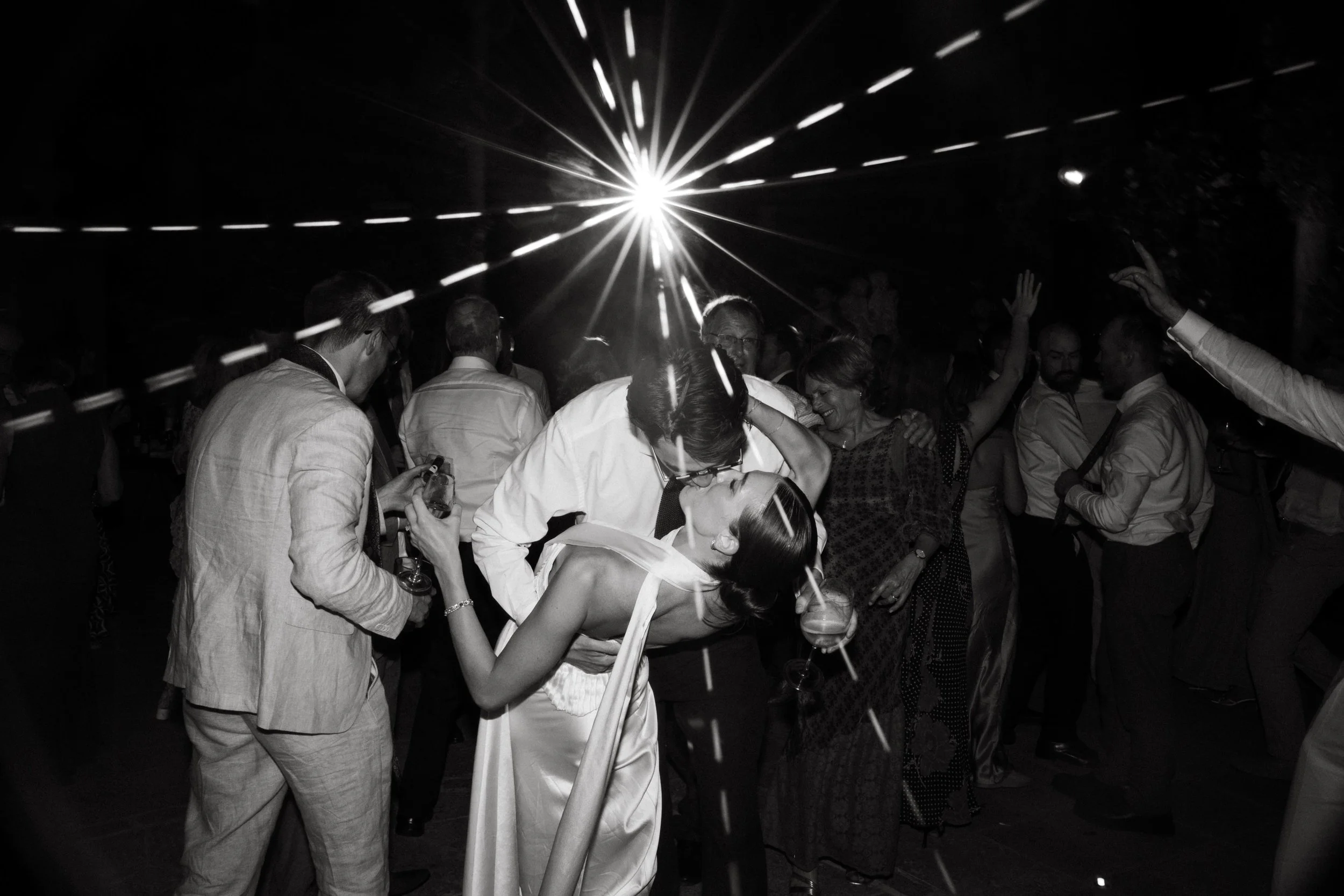 Wedding party Marbella villa Spain luxury atmosphere wedding couple kissing on the dance floor