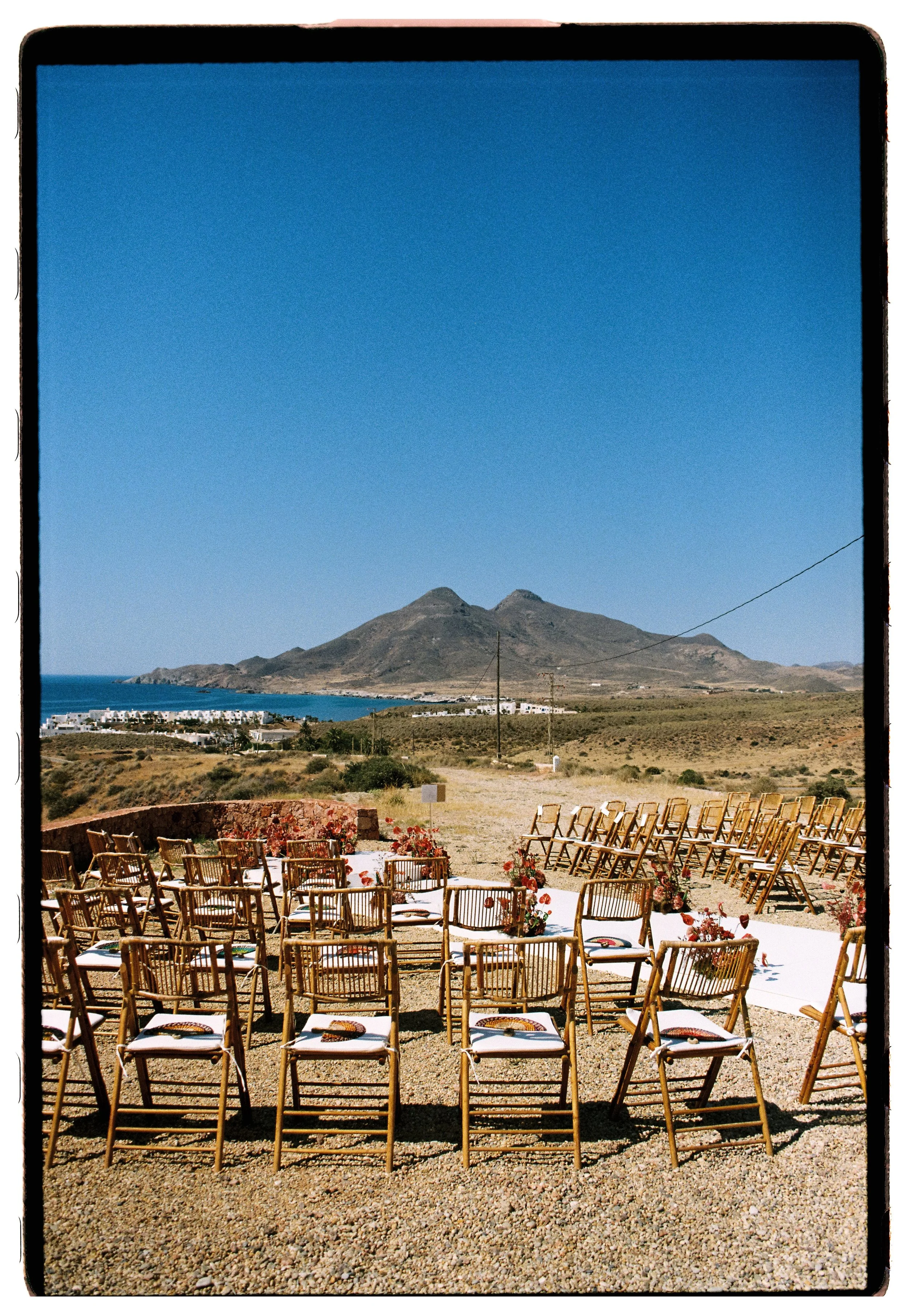 Dramatic floral design overlooking the Mediterranean