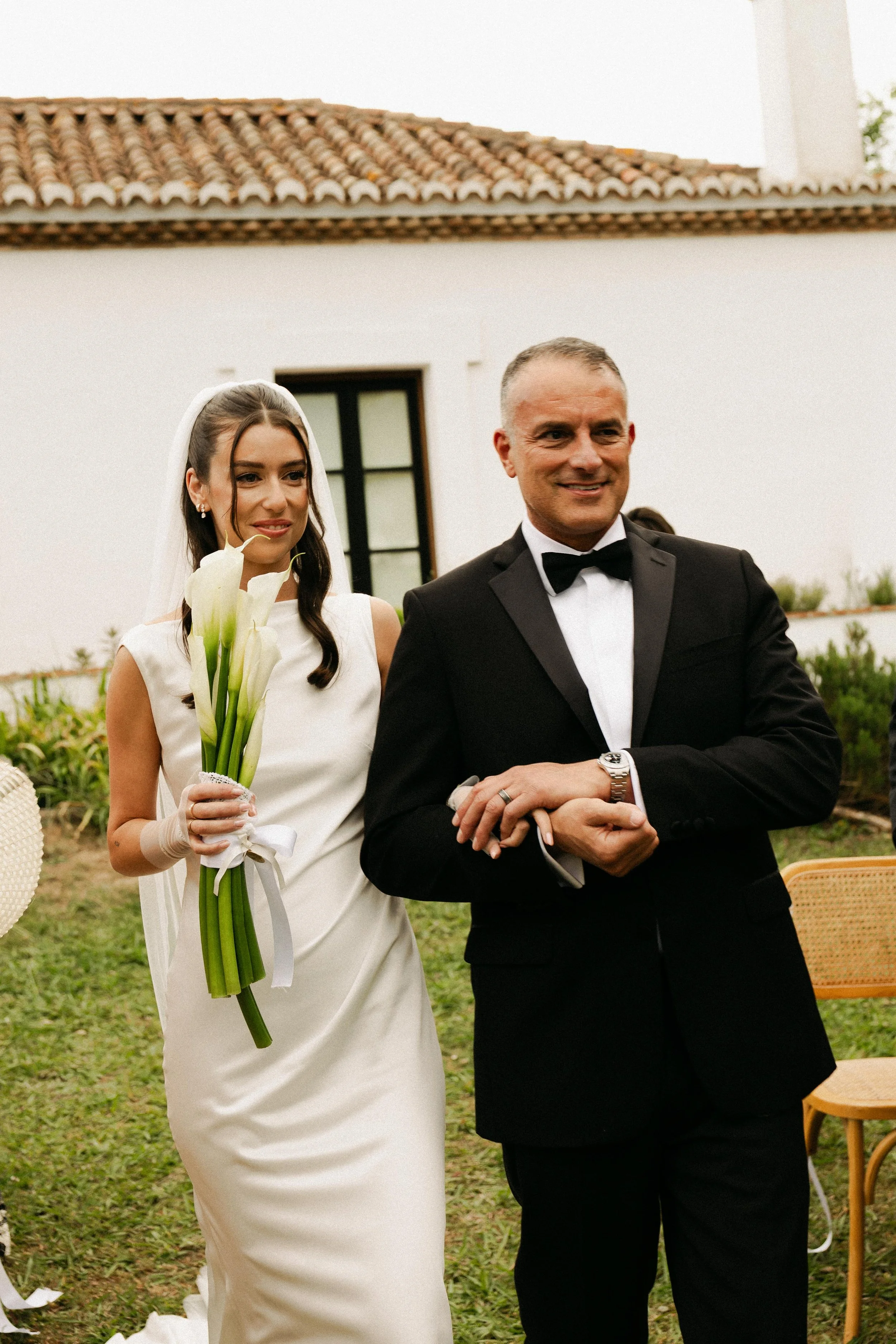 Bride walking down the aisle during a luxury wedding in Spain