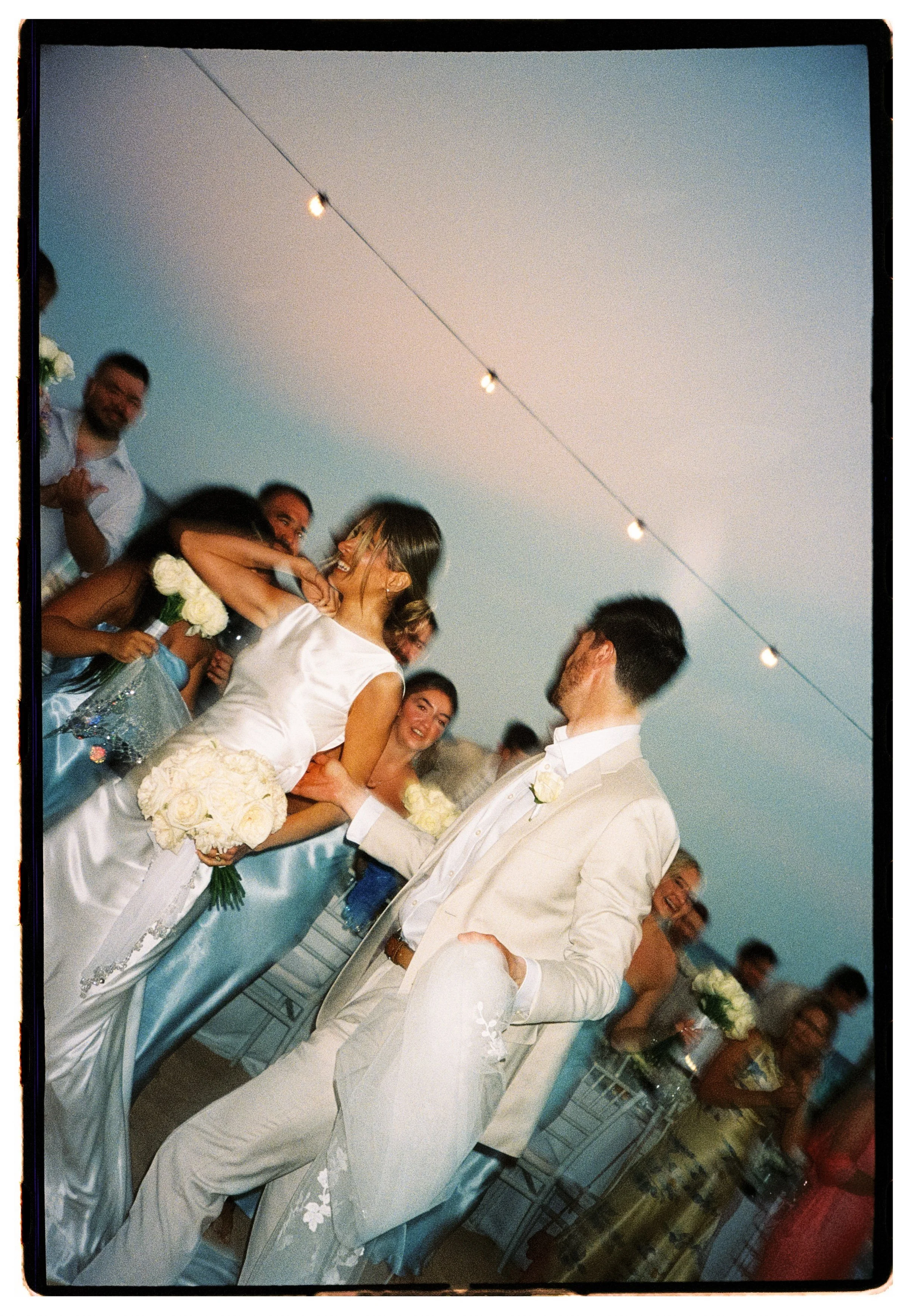 Film wedding photography with nostalgic colours and grain in Mexico, Cancun