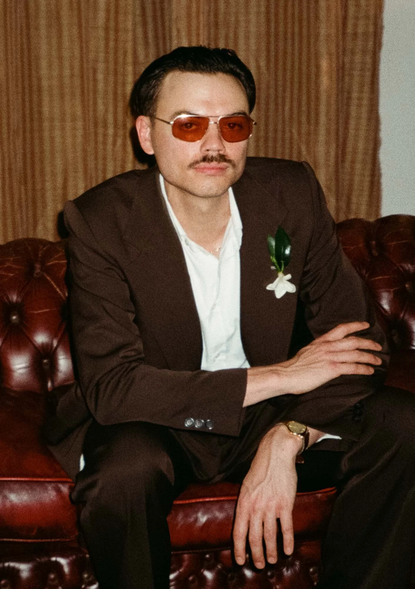 Modern groom style at a destination wedding in Spain with subtle vintage inspired details weddin