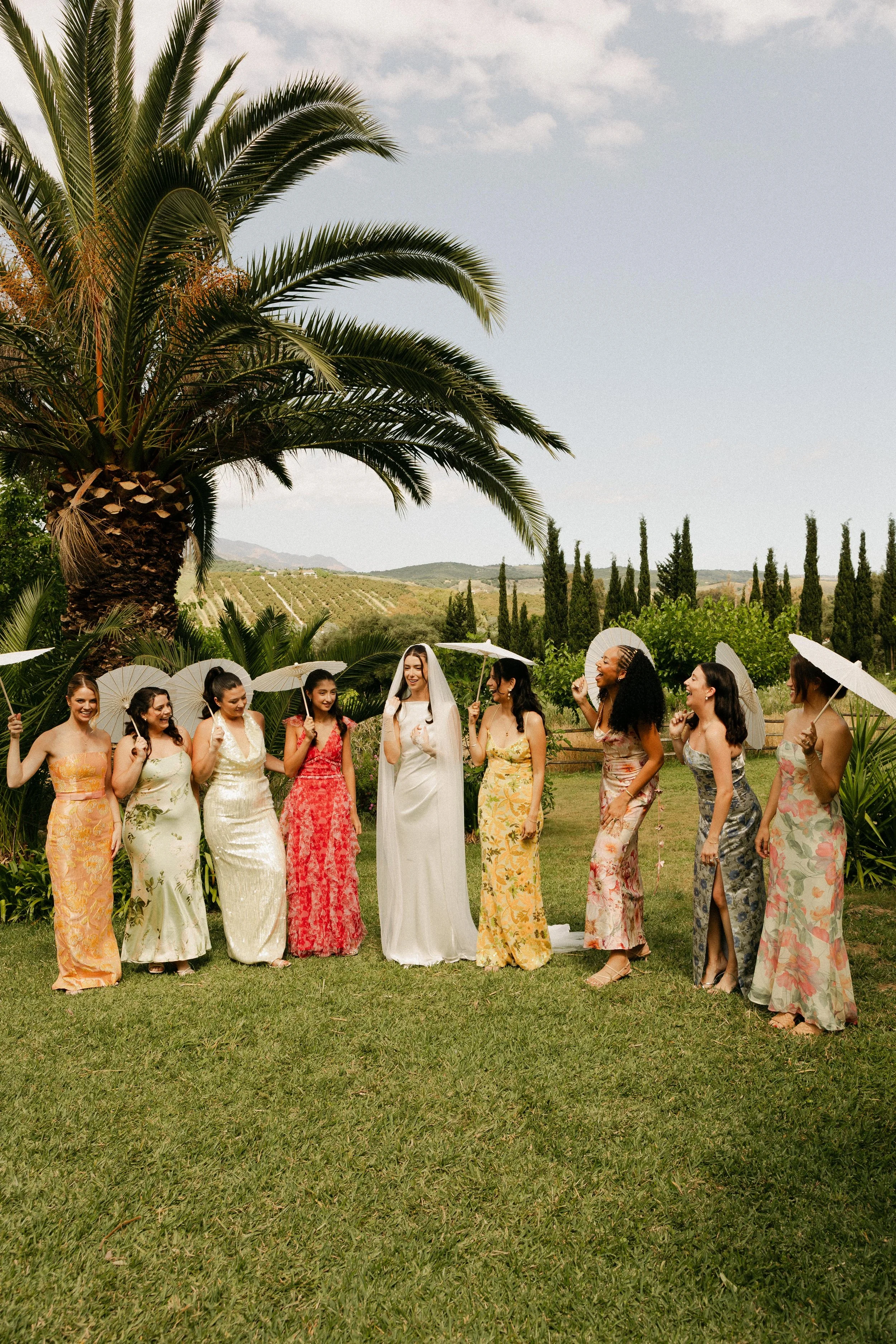 Bridesmaids enjoying a sunny morning before the celebration