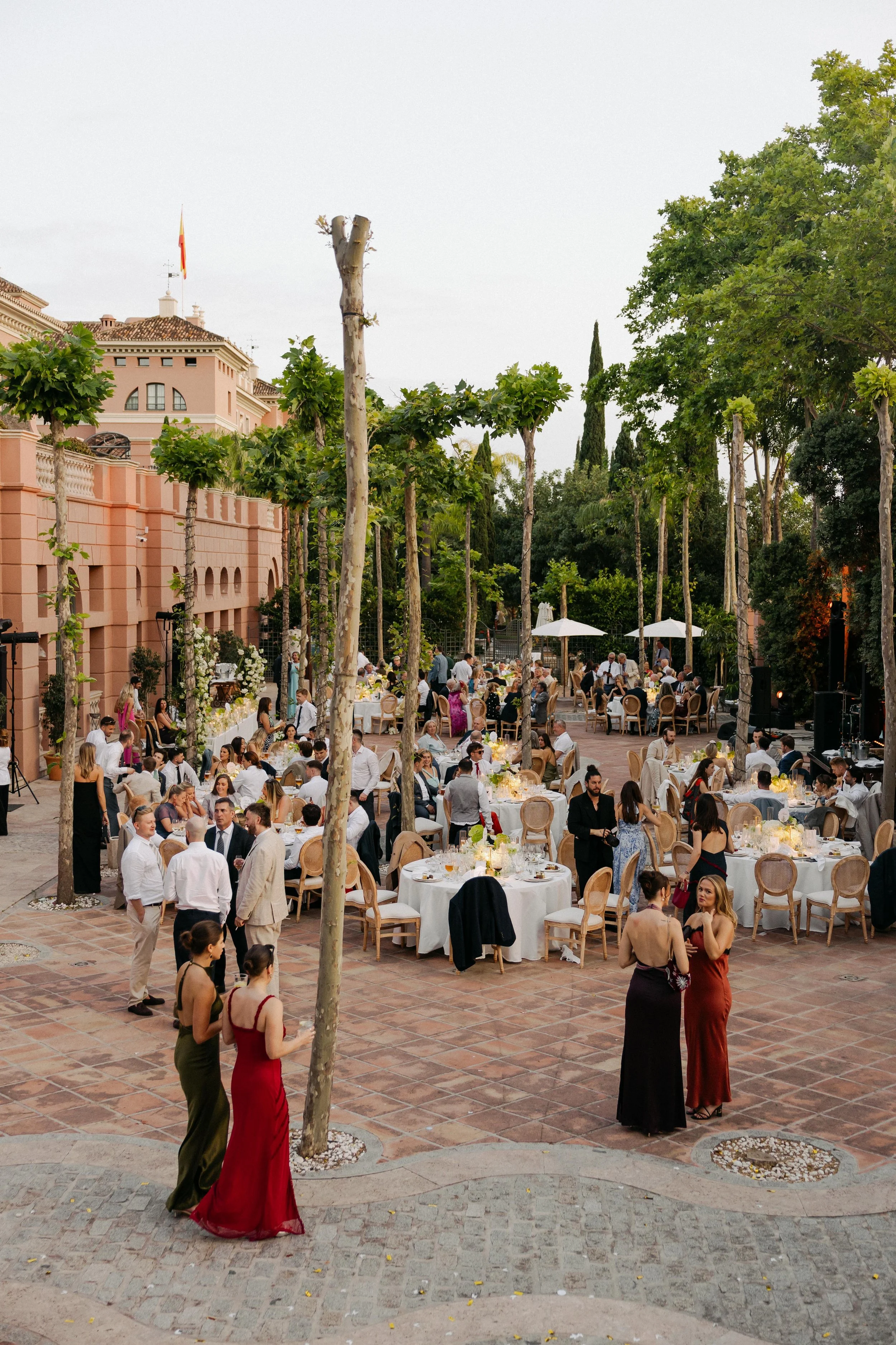 Luxury wedding reception Marbella evening Spain on  top of the stairs