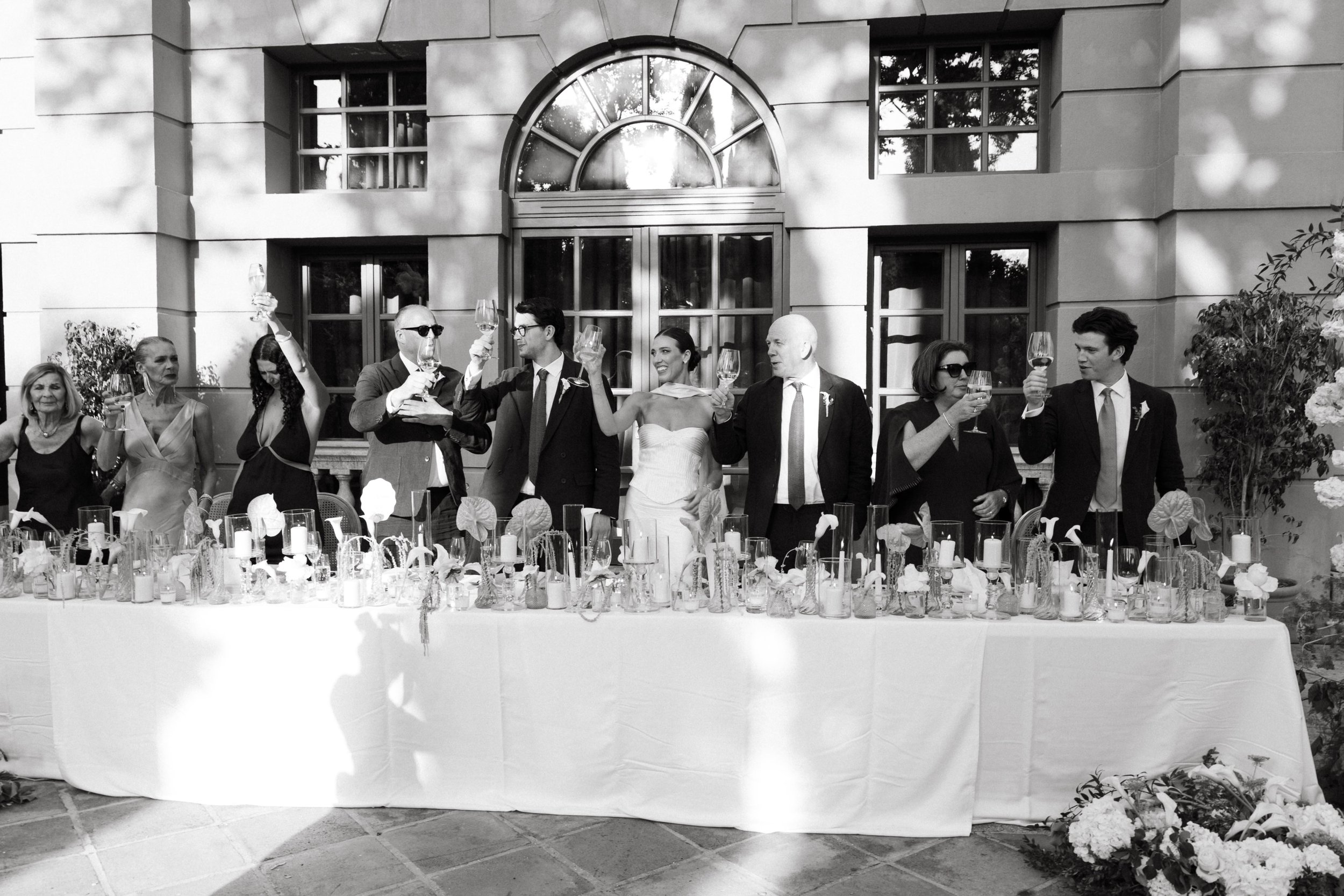 Guests cheering in Marbella wedding